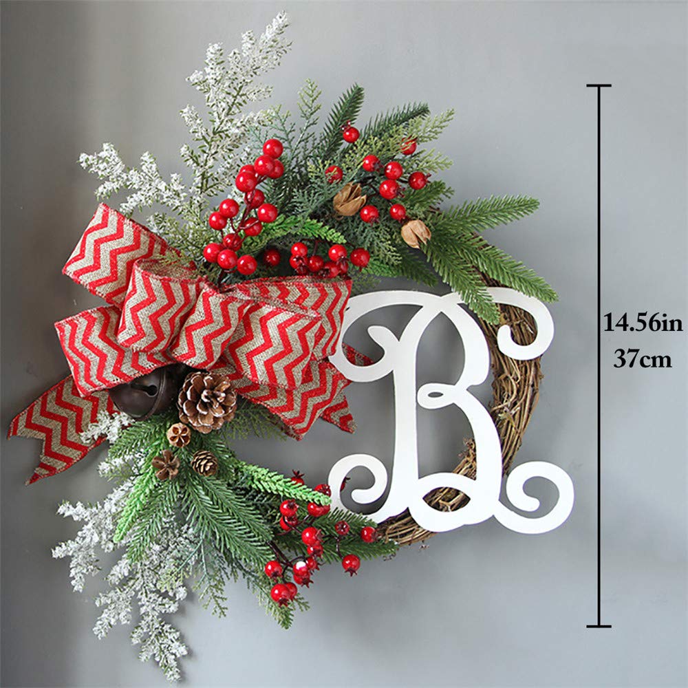 Guirlande De Noël Porte Suspendue Plante Artificielle Rotin Cercle Décoration Murale Simulation Faux Fleur Guirlande Suspendue pour La Maison 2