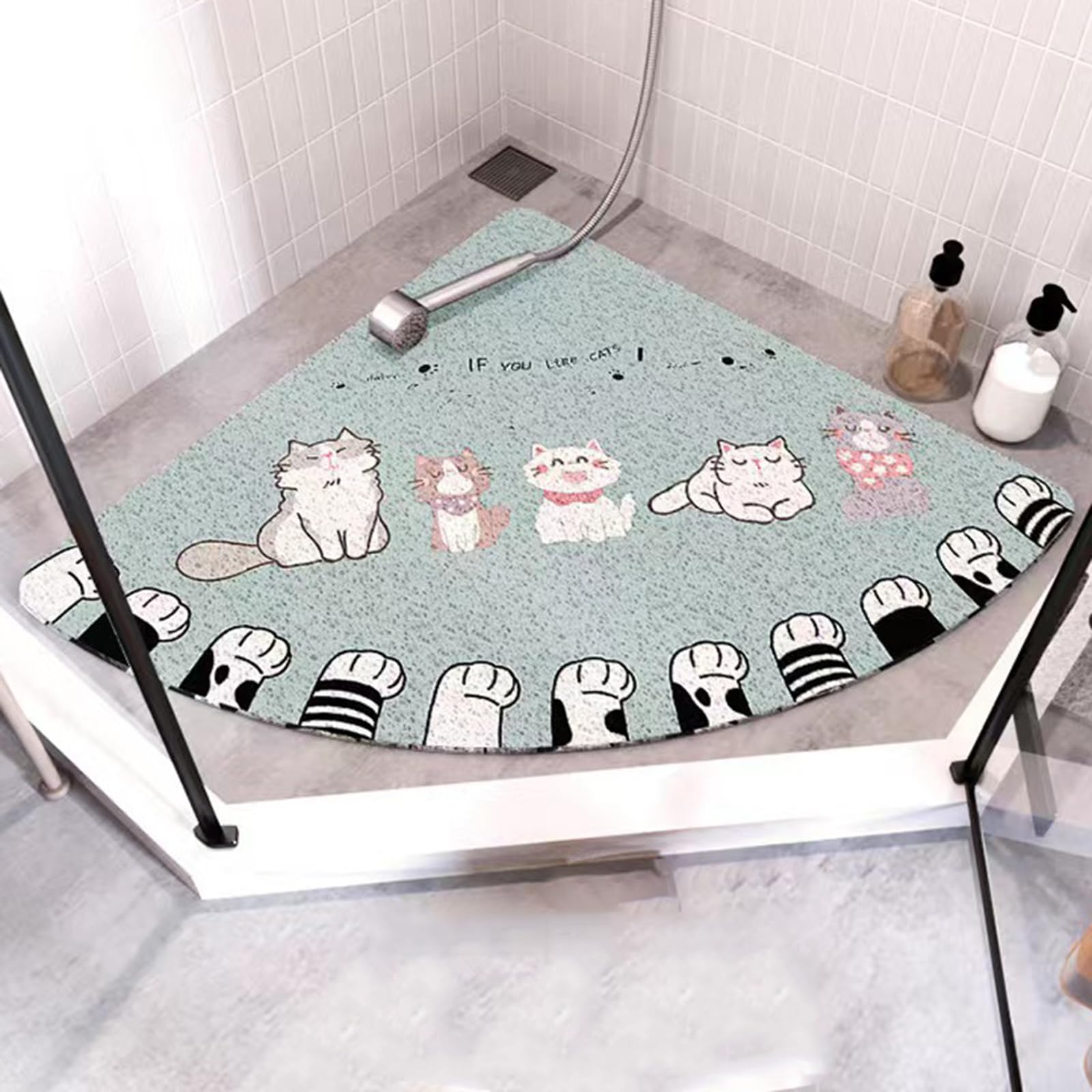 Wansiman Quadrant Shape Shower Mats,Anti-Slip Quadrant Bath Mat,Rubber Corner Shower Mat,Rubber Bath Mat For Corner Shower,Washable,Non-Slip Bottom,Triangular,Quick Dry,For Shower,Bathroom,Toilet