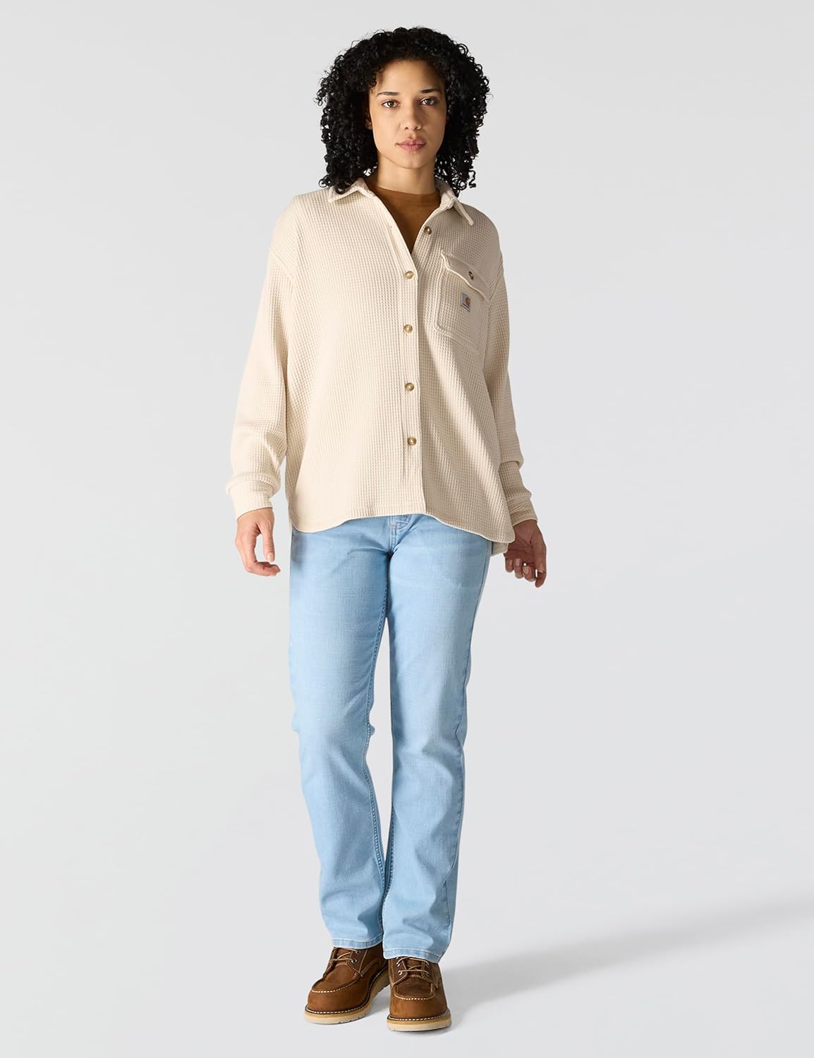 Carhartt Womens Oversized-fit Heavyweight Waffle Knit Shirt - Image 4