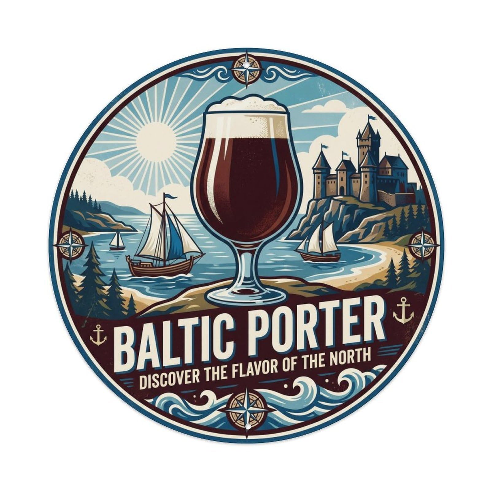 Old School Baltic Porter Beer Cellar Brew Foam Mug Metal Tin Sign