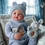 BABESIDE Reborn Bébés Poupées Garçon - 17 Poupée de nouveau-né à la mode de la vie réelle Poupées de bébé avec des jouets cadeaux doux pour le corps de vêtements pour les enfants Âge 3 +