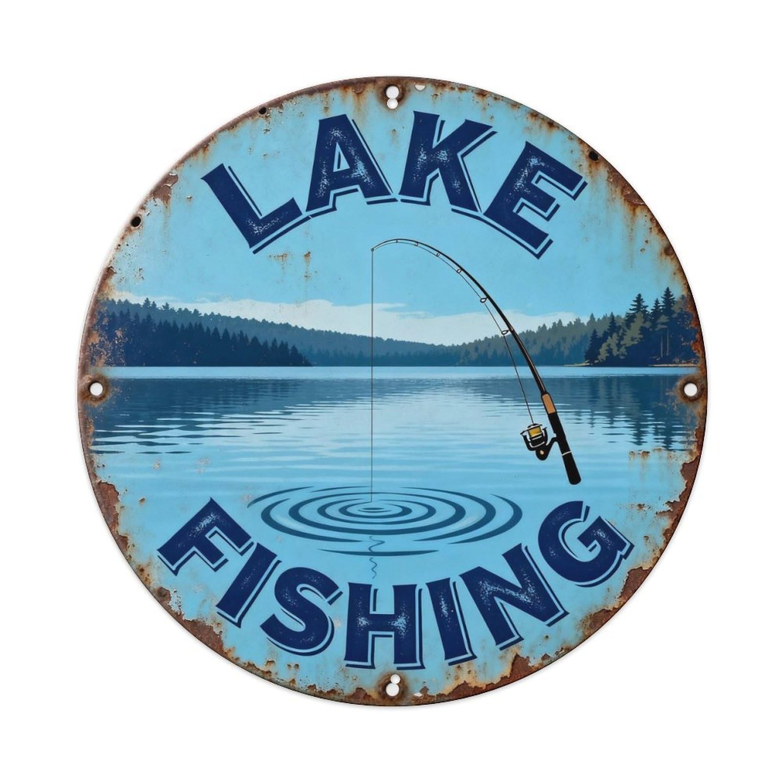 Lake Fishing Metal Tin Sign Plaque