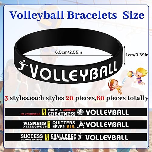 Miniatura 2 de Deekin Paquete de 36 pulseras de voleibol de regalo de voleibol, regalos de fiesta, pulseras de silicona de goma con citas inspiradoras para