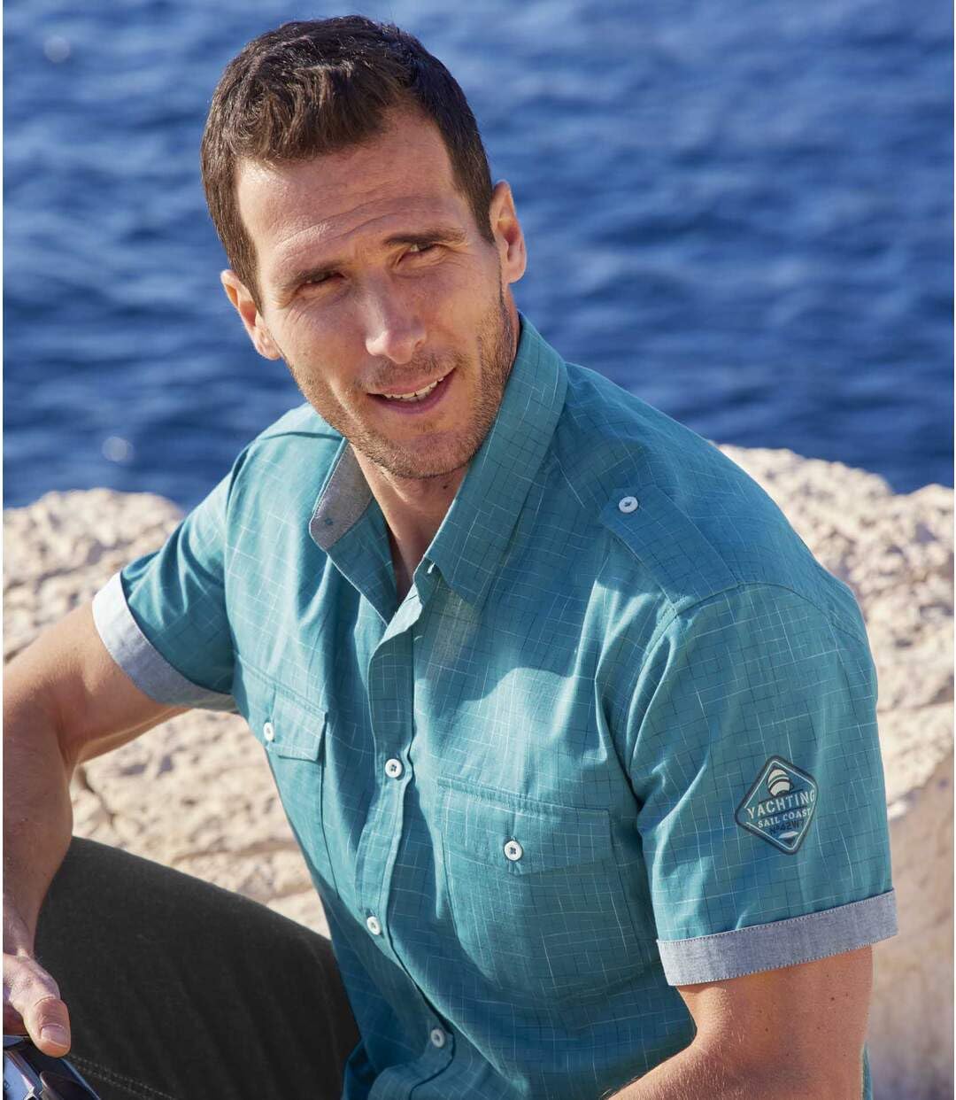 ATLAS FOR MEN - Chemise Légère Homme - Manche Courte - Chemisette d'été - Disponible en Grandes Tailles du M au 5XL