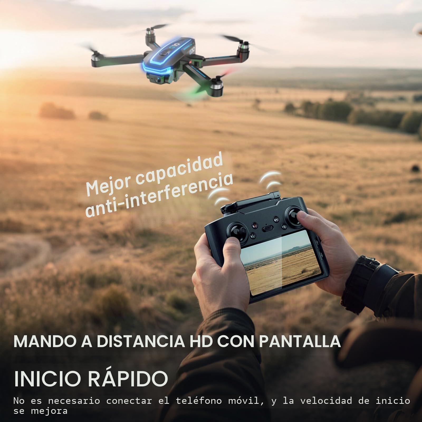 G10 GPS Drones con Cámara 4k para Niños y Adultos (control remoto pantalla), 5G FPV Quadcopter que vuela siguiéndote, Motor sin Escobillas, Regreso Automático, Tiempo de Vuelo de 45 min, ＜ 249g, C0