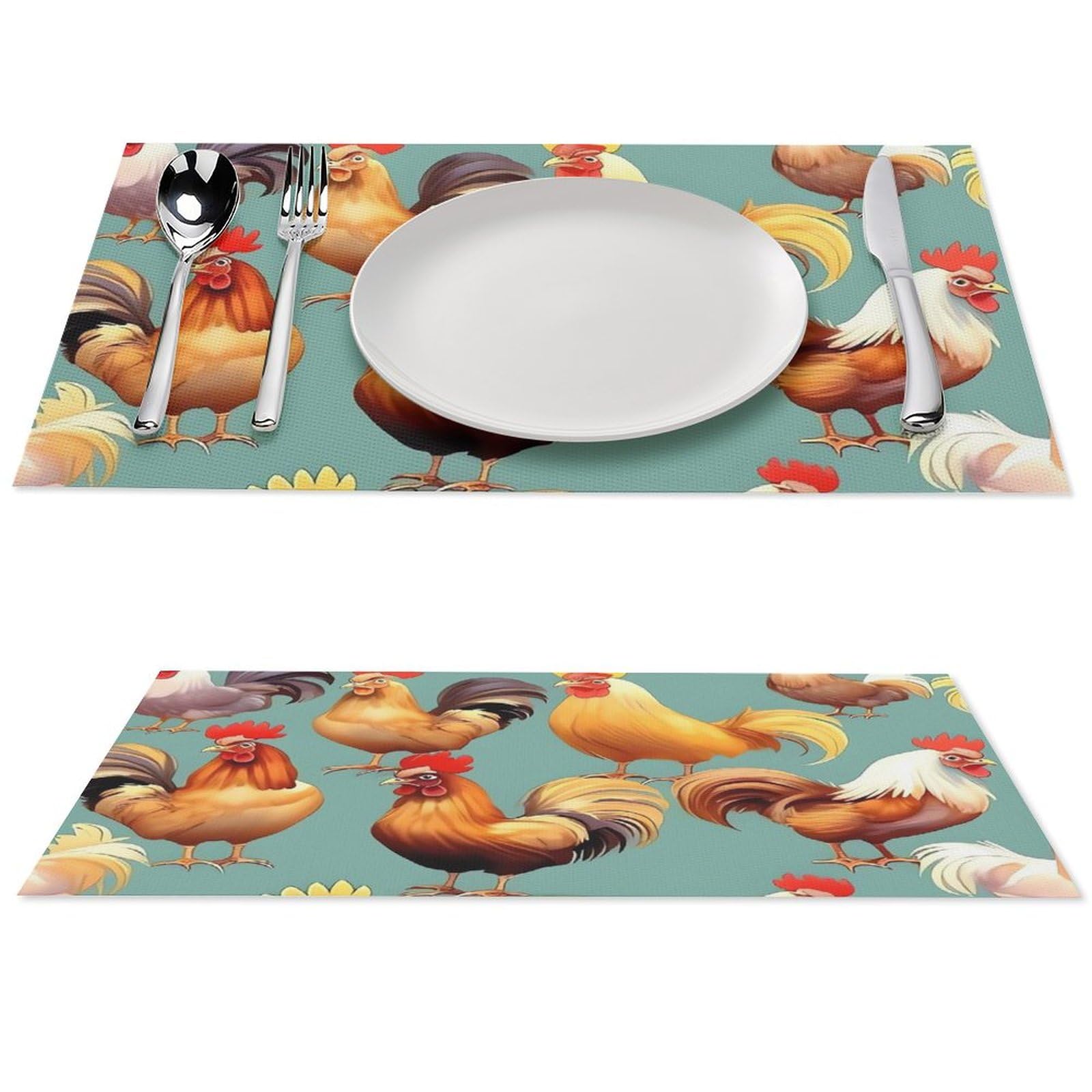 Set de table en PVC lavable motif coq lot de 4 pour décoration de cuisine