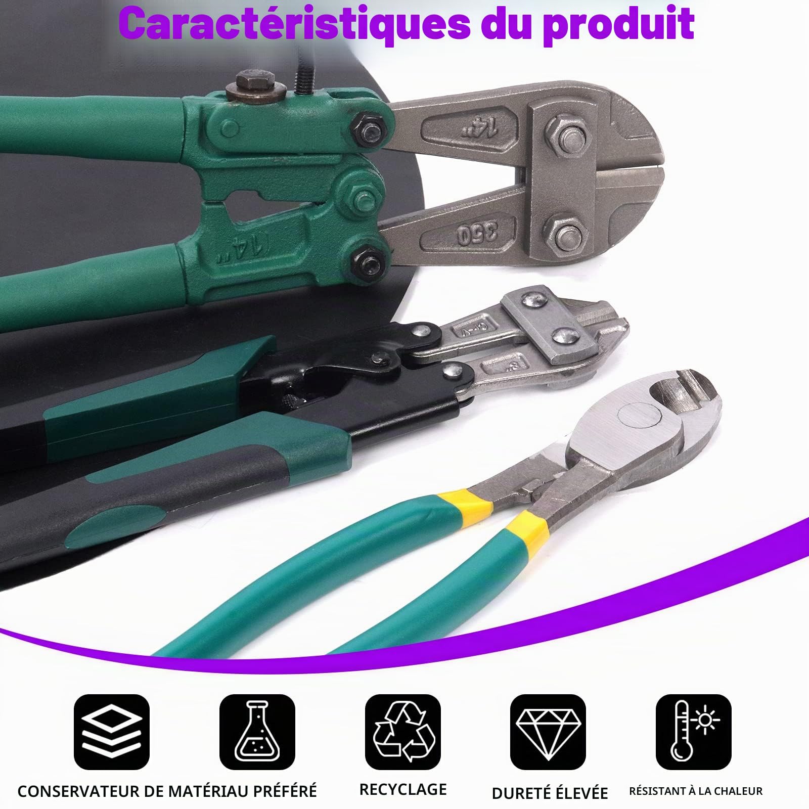 Swpeet Lot de 3 mini coupe-boulons et coupe-câbles