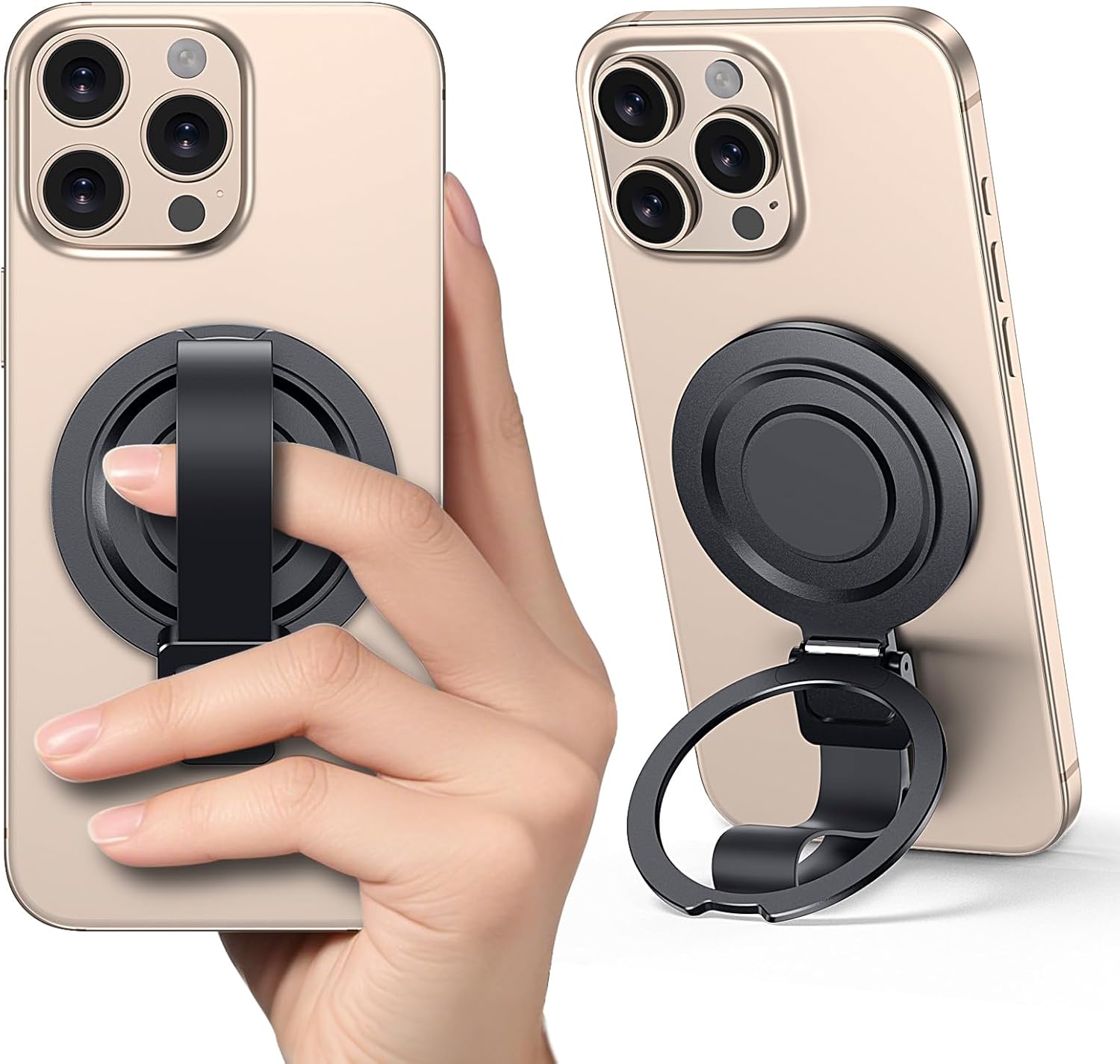 Upgraded Magnetic Telephone Grip Holder for MagSafe Ring Stand Kickstand Two-Sided Magnetic Suitable with MagSafe Equipment for iPhone 16 Professional Max 15 14 13 12