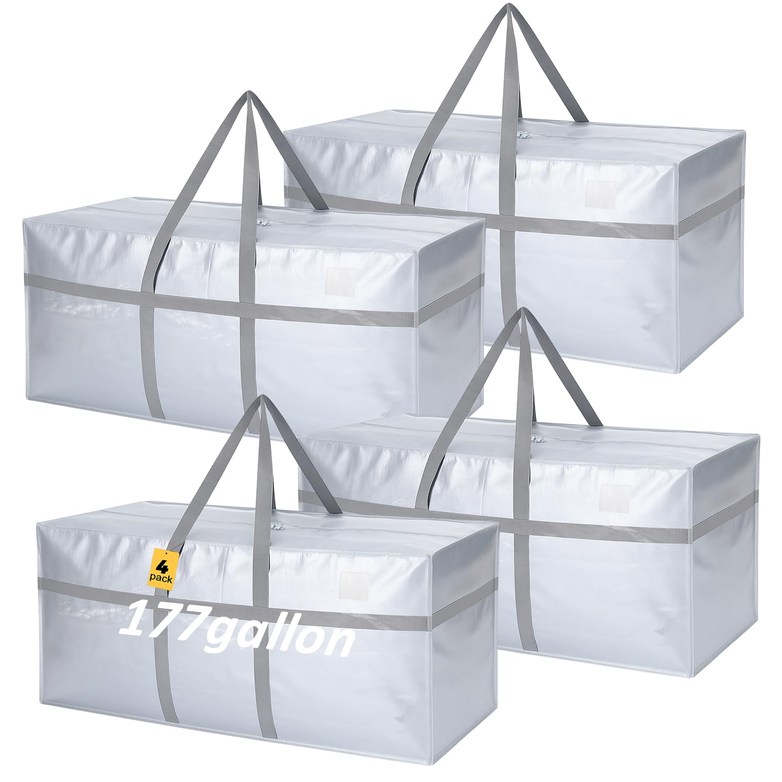 Windyun 4 Pack 177 Gallon Extra Large Moving Bags XXL Heavy Duty Storage Bag with Strong Zipper Handle