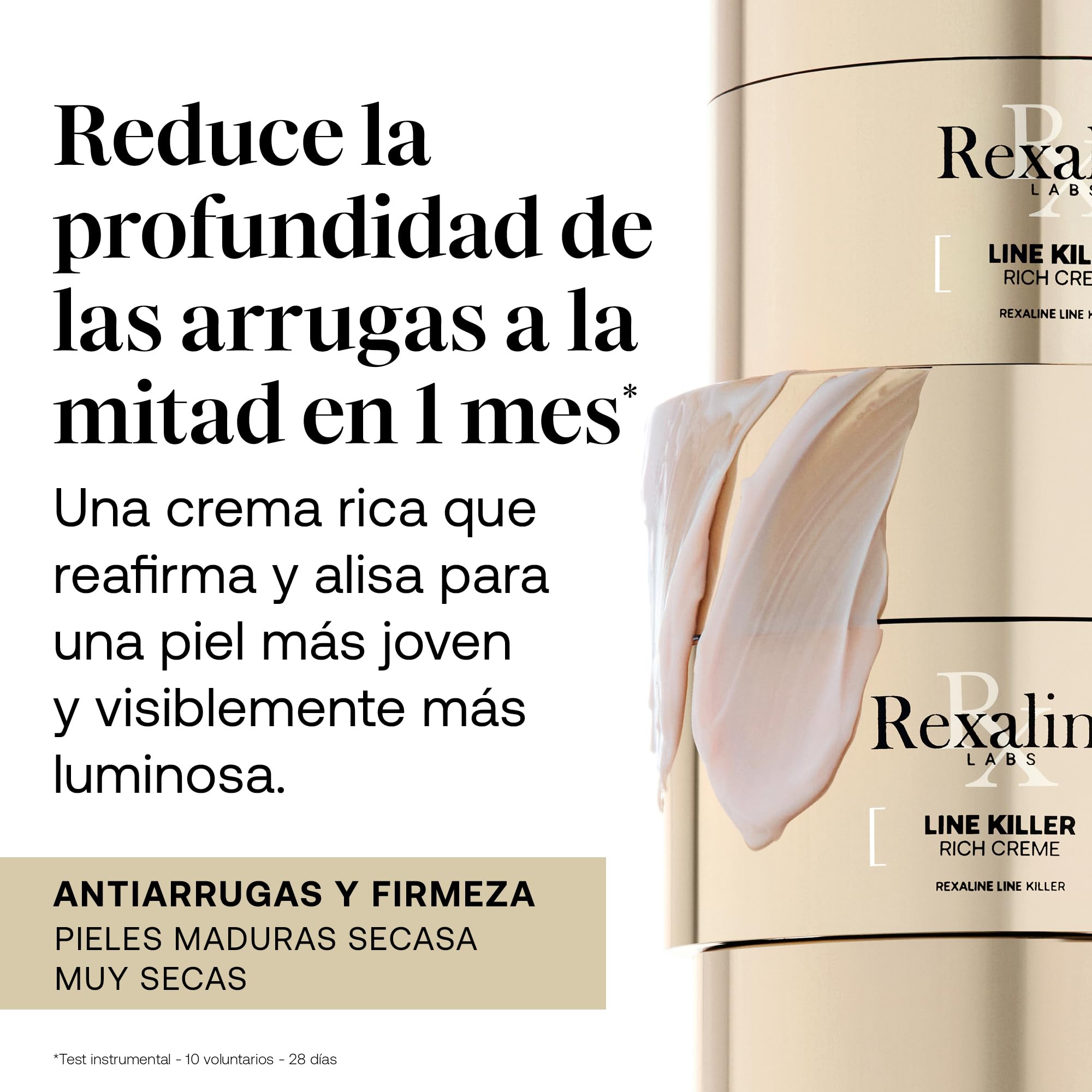 Rexaline LINE KILLER RICH CREMA – Bálsamo Antiarrugas Reafirmante – Ácido Hialurónico RX2, Lipopeptidos DWK y Centella Asiática – Pieles Maduras Muy Secas – 50 ml