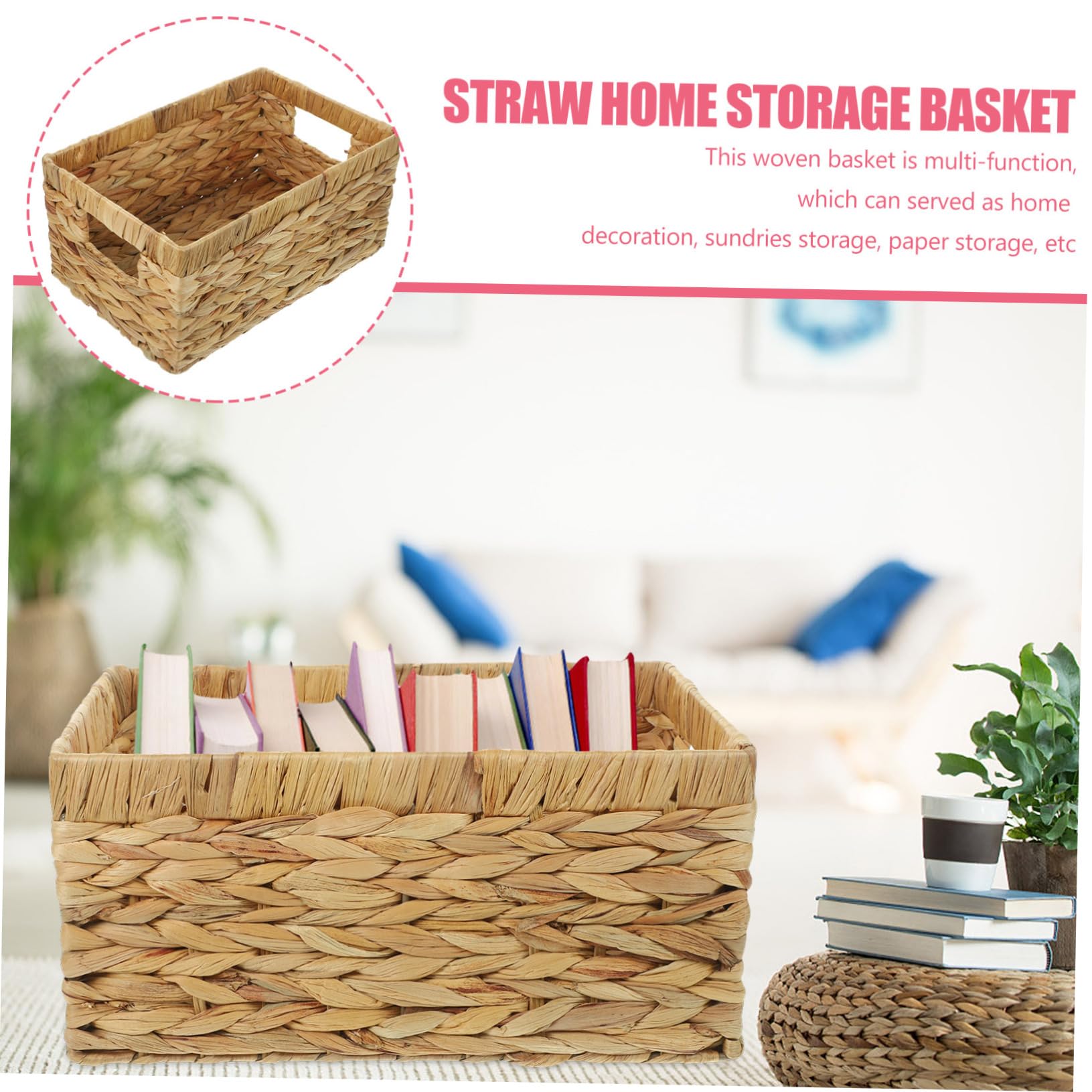 Cabilock Panier De Rangement Tissé Jacinthe Eau Séchée Pour Organisation Maison Bureau Salon Chambre Salle De Bain