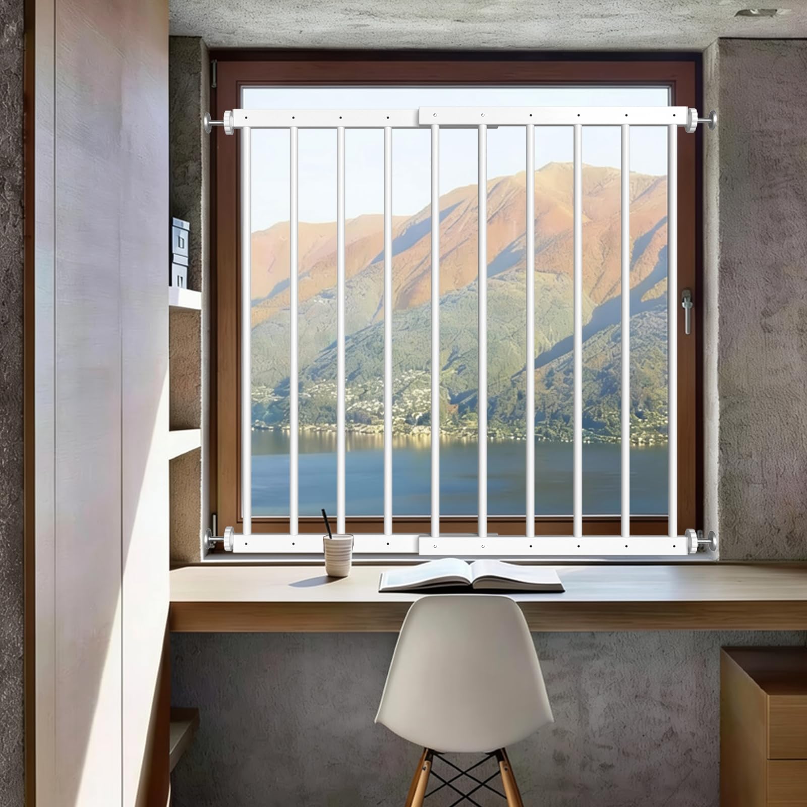 WAOWAO Protectores de seguridad para ventanas para niños, niños pequeños, mascotas, extra anchos, color blanco, protección para ventana, puerta de seguridad para el hogar, para ventanas correderas de