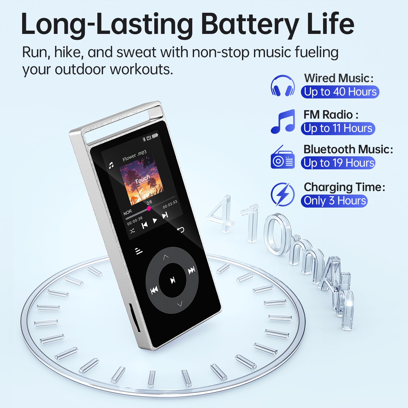 90GB Reproductor MP3 Bluetooth 5.3, MP3 Player de HiFi para (Argento)