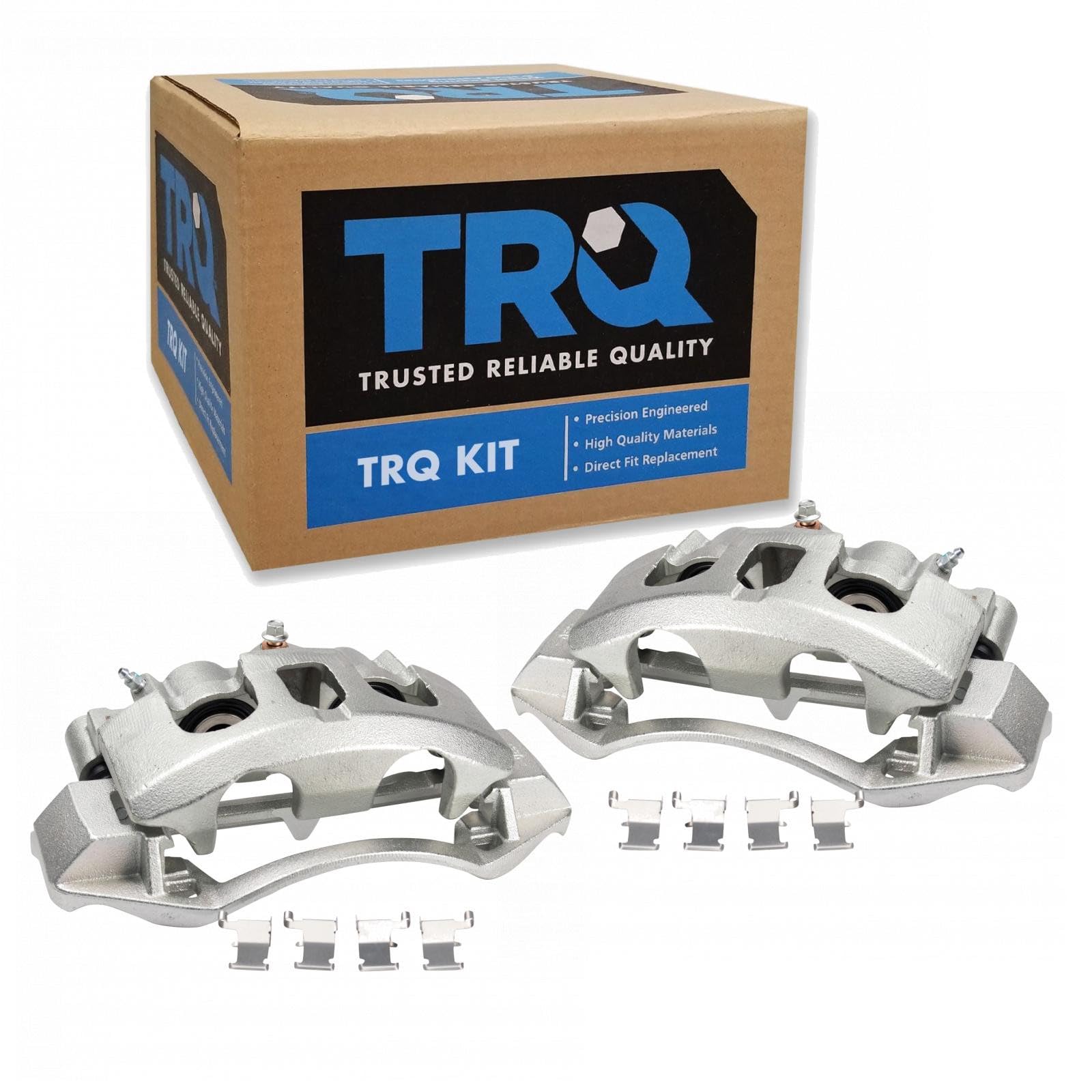 TRQ Rear Driver and Passenger Side Brake Caliper Set Caliper Brackets
