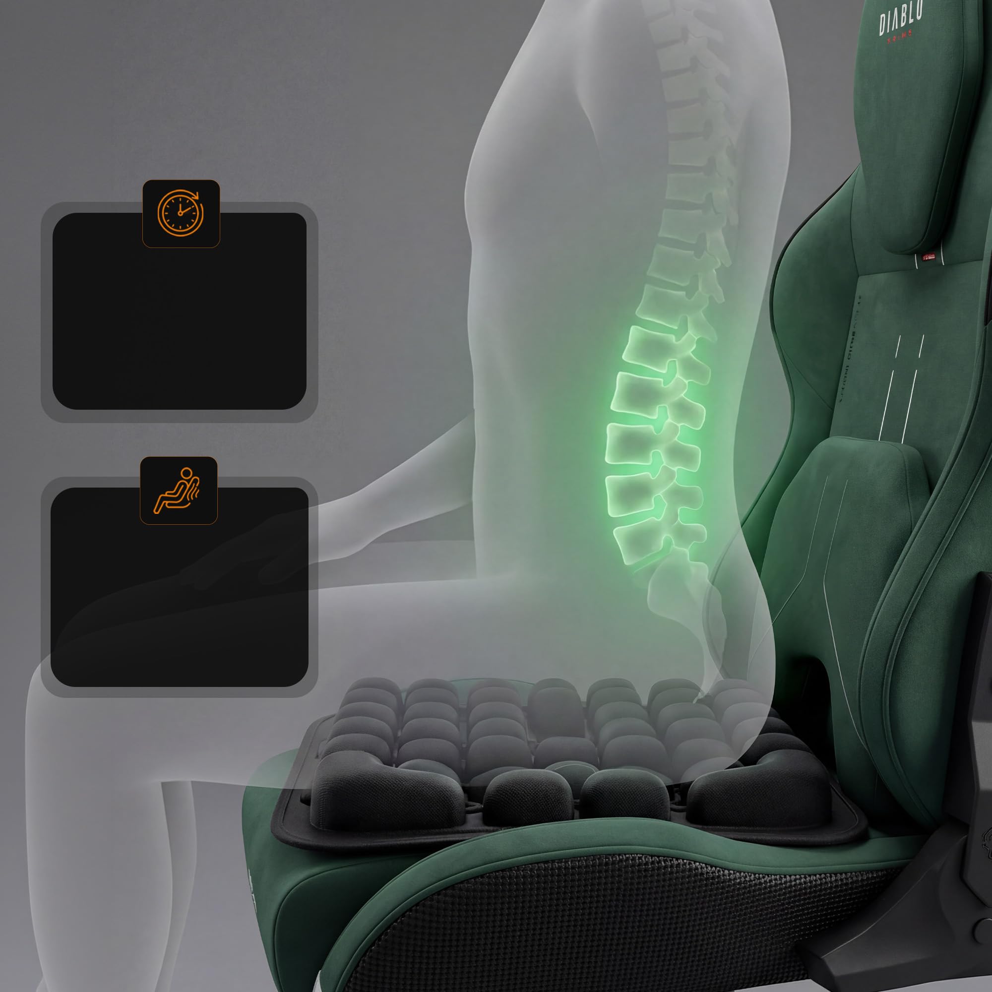 Diablo Chairs Massageauflage für Bürostuhl Rückenmassage elektrisch Massagekissen Lendenmassage Sitzauflage Gaming Stuhl Auto ergonomische Massage Matte mit Luftdrucksystem