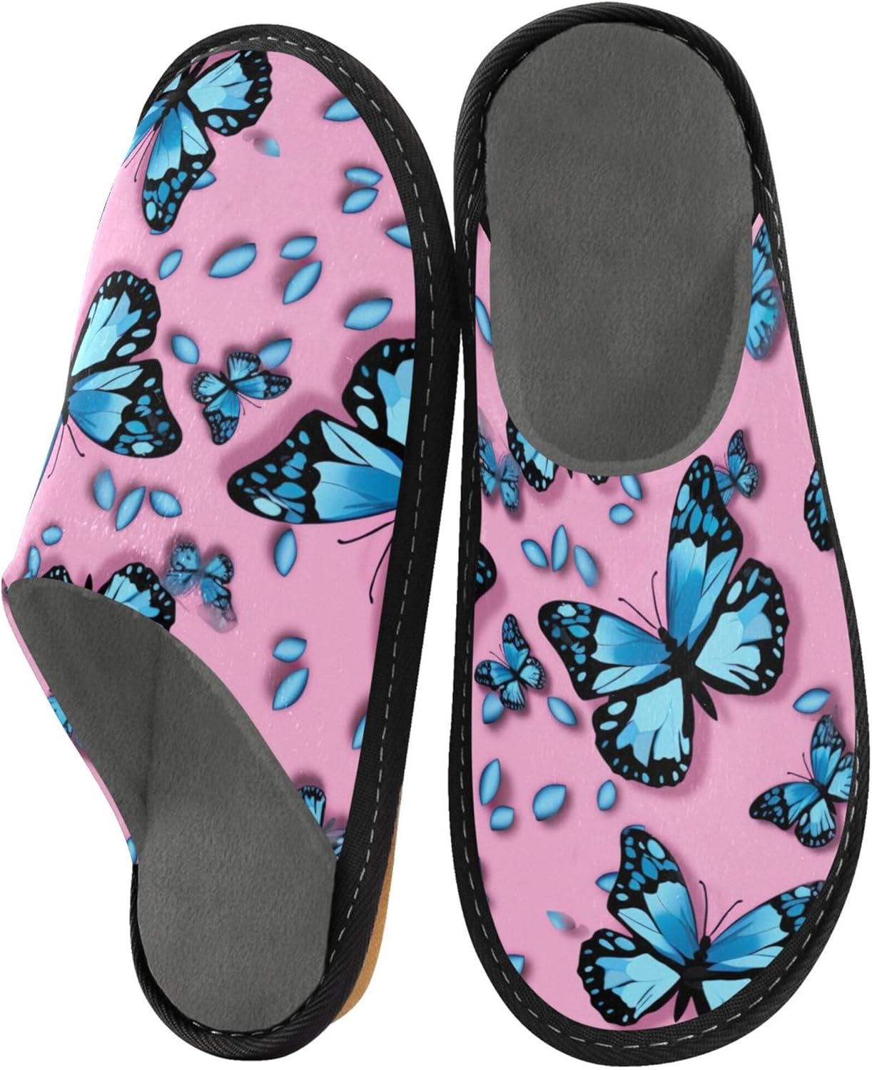 Butterfly House Slippers – Cozy Fuzzy Slippers for Guests, Washable & Disposable, Perfect for Shoeless Home, Spa & Hotel Use A110811