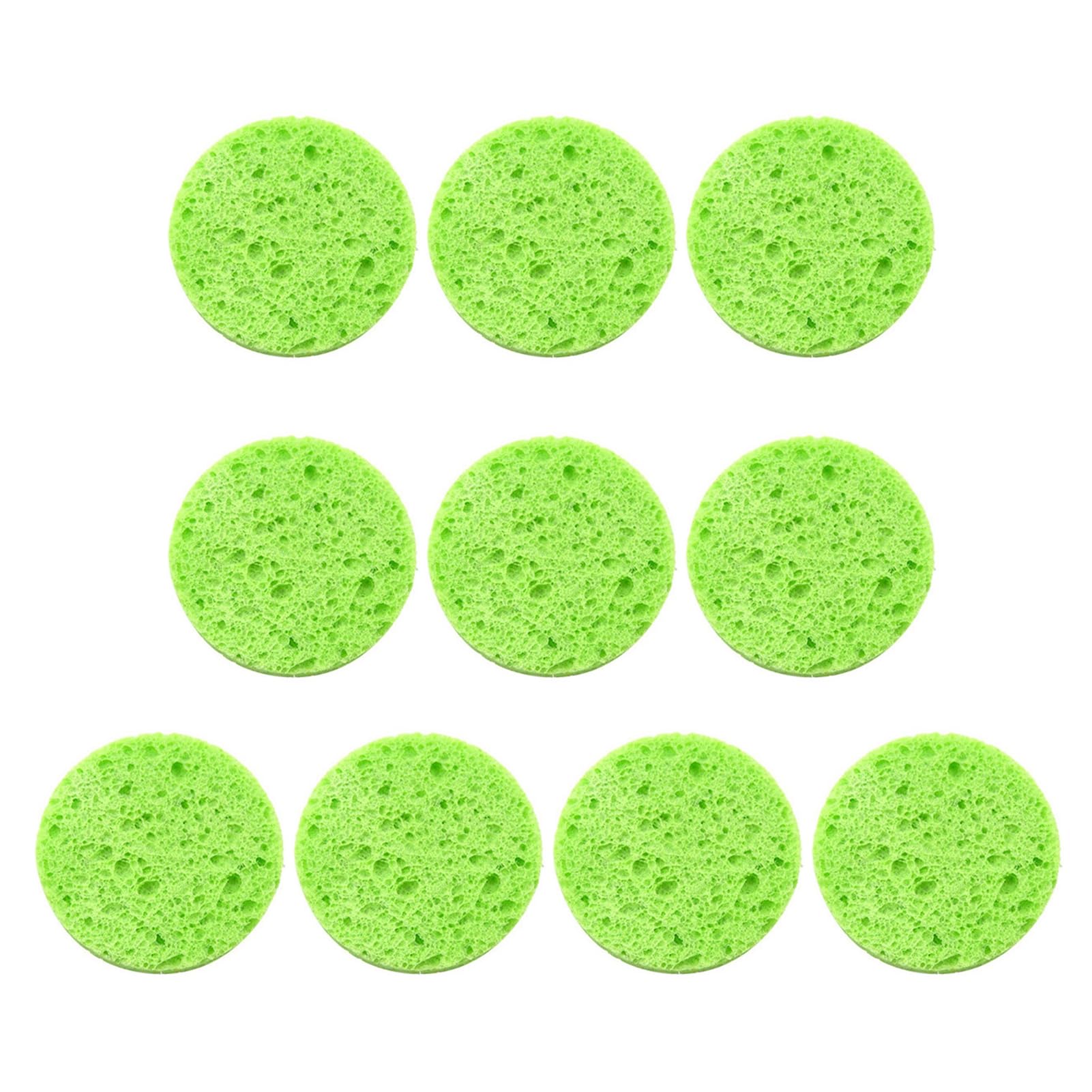 Worparsen Quick Lathering Face Sponge Washing 10pcs Reusable Kit Round Absorbent Compressed Natural Makeup Removal Exfoliating Spa Cleansing Green 60mm