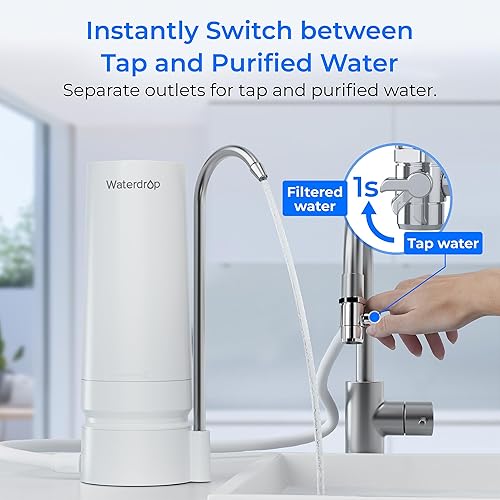 Miniatura 6 de Waterdrop Filtro de agua para encimera, filtro de agua de 4000 galones para grifo de fregadero y filtro de vida útil, reduce metales pesados, mal
