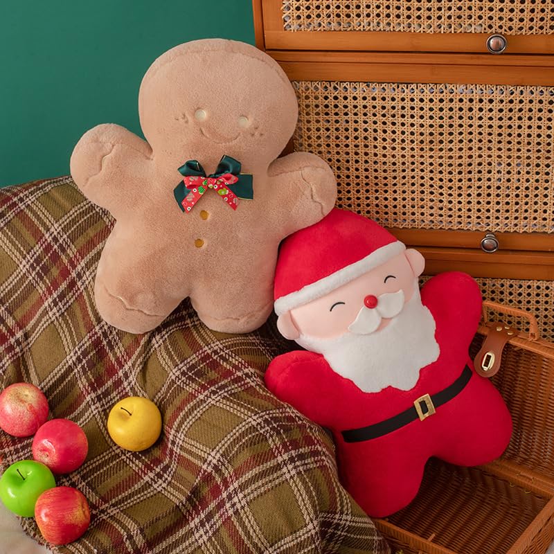 Christmas Santa & Tree Shape Throw Pillow – Plush Holiday Decorative Cushion For Sofa, Bedroom, Festive Xmas Gift (Santa Design)