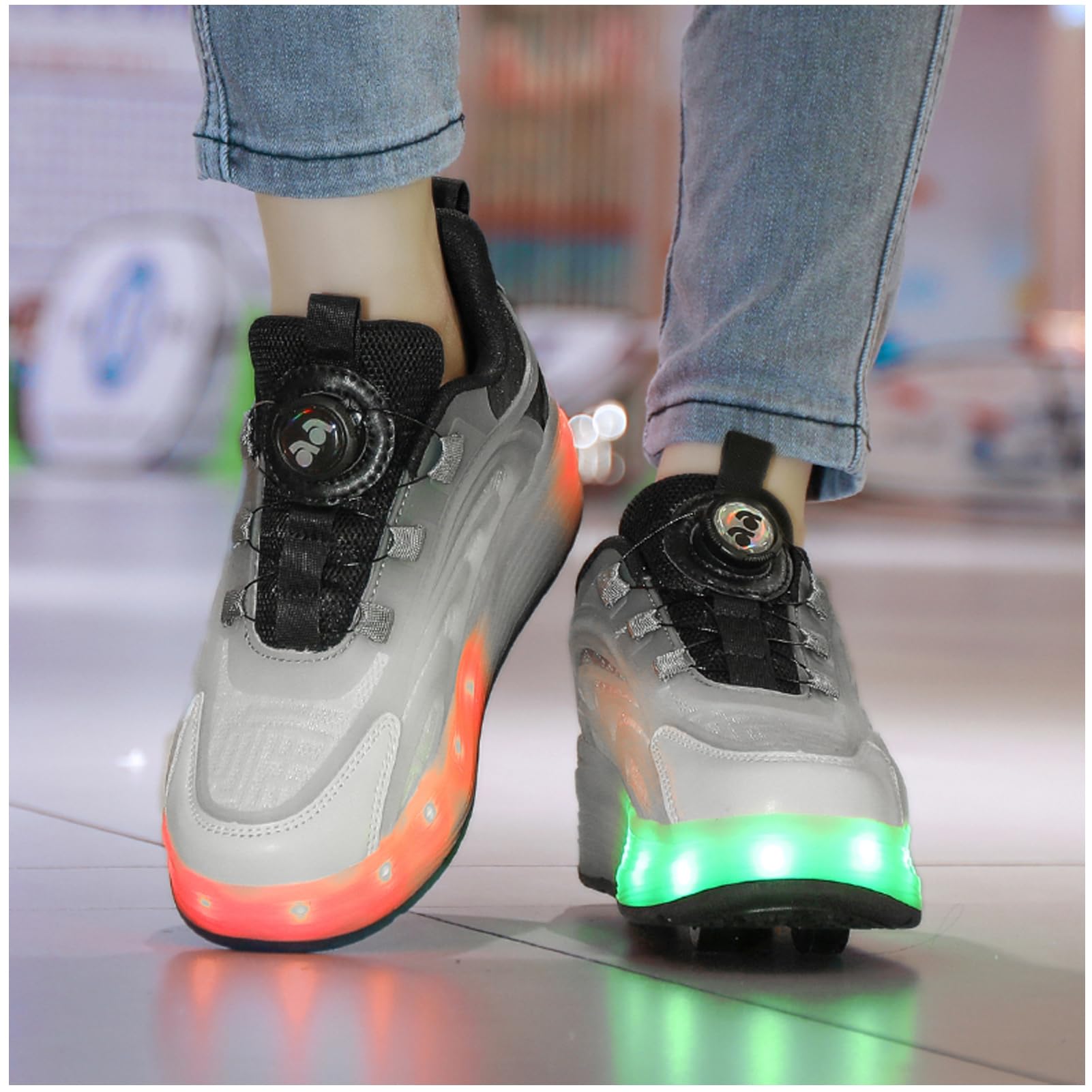 Chaussures à Roulettes Enfants - 4 Roues Rétractables LED - Rechargeable USB - Taille EU 30 Rose