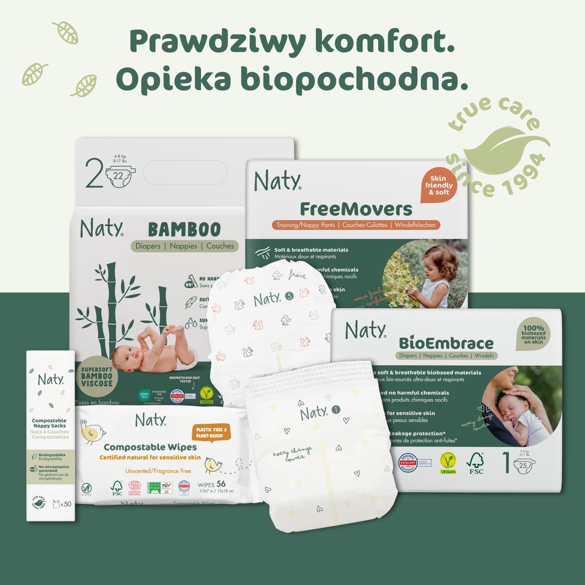 Naty XXL kompostowalne chusteczki nawilżane dla niemowląt, nieperfumowane, w 100% na bazie roślin, bez plastiku, hipoalergiczne dla skóry wrażliwej, testowane dermatologicznie (XXL, 600 chusteczek –