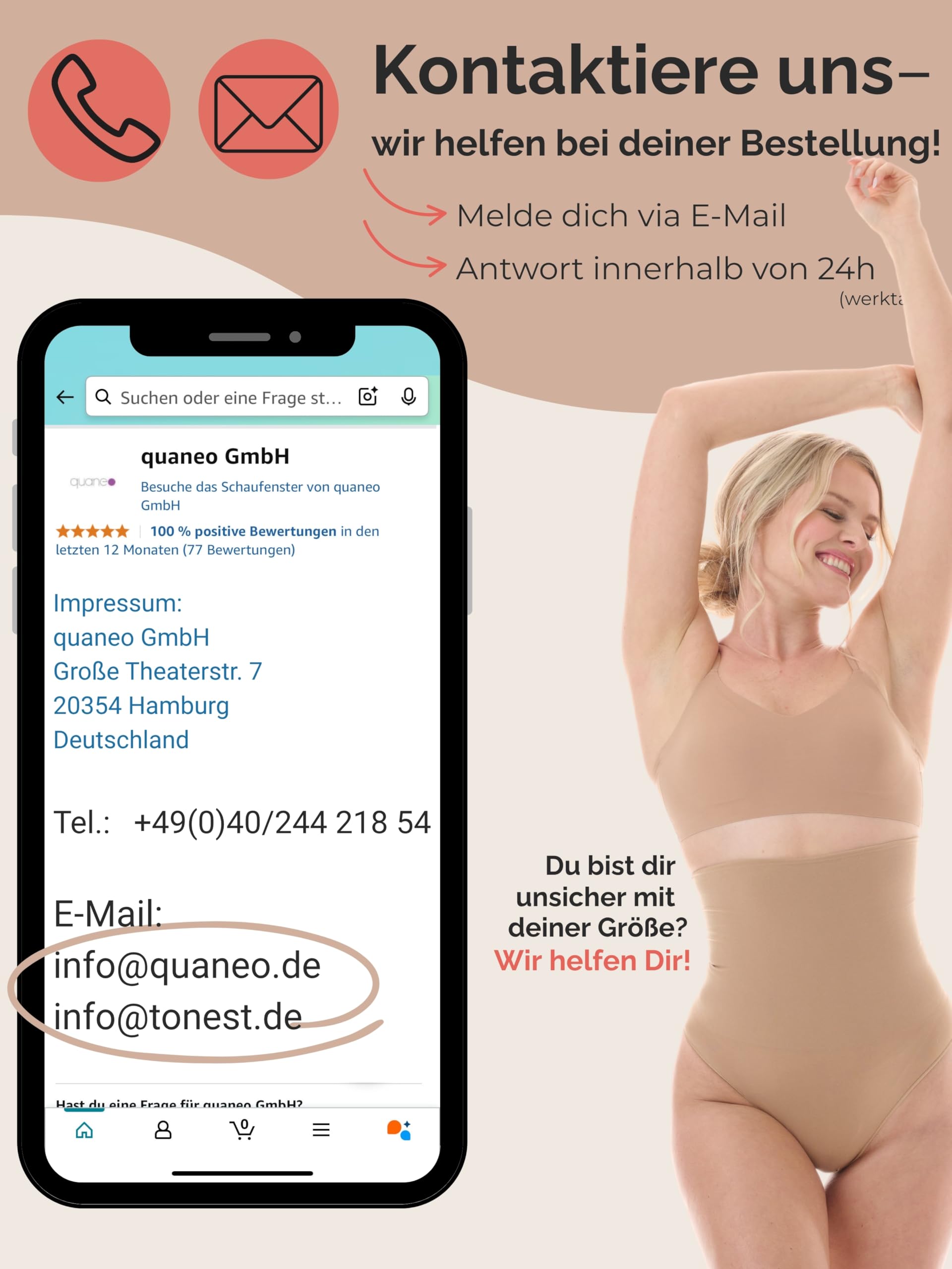 TONEST Shapewear Damen - Bauchweg Shaping-String - High Waist - Figurformend - Shape-Unterwäsche - Miederstring - hohe Taille - 1000-MS-CC