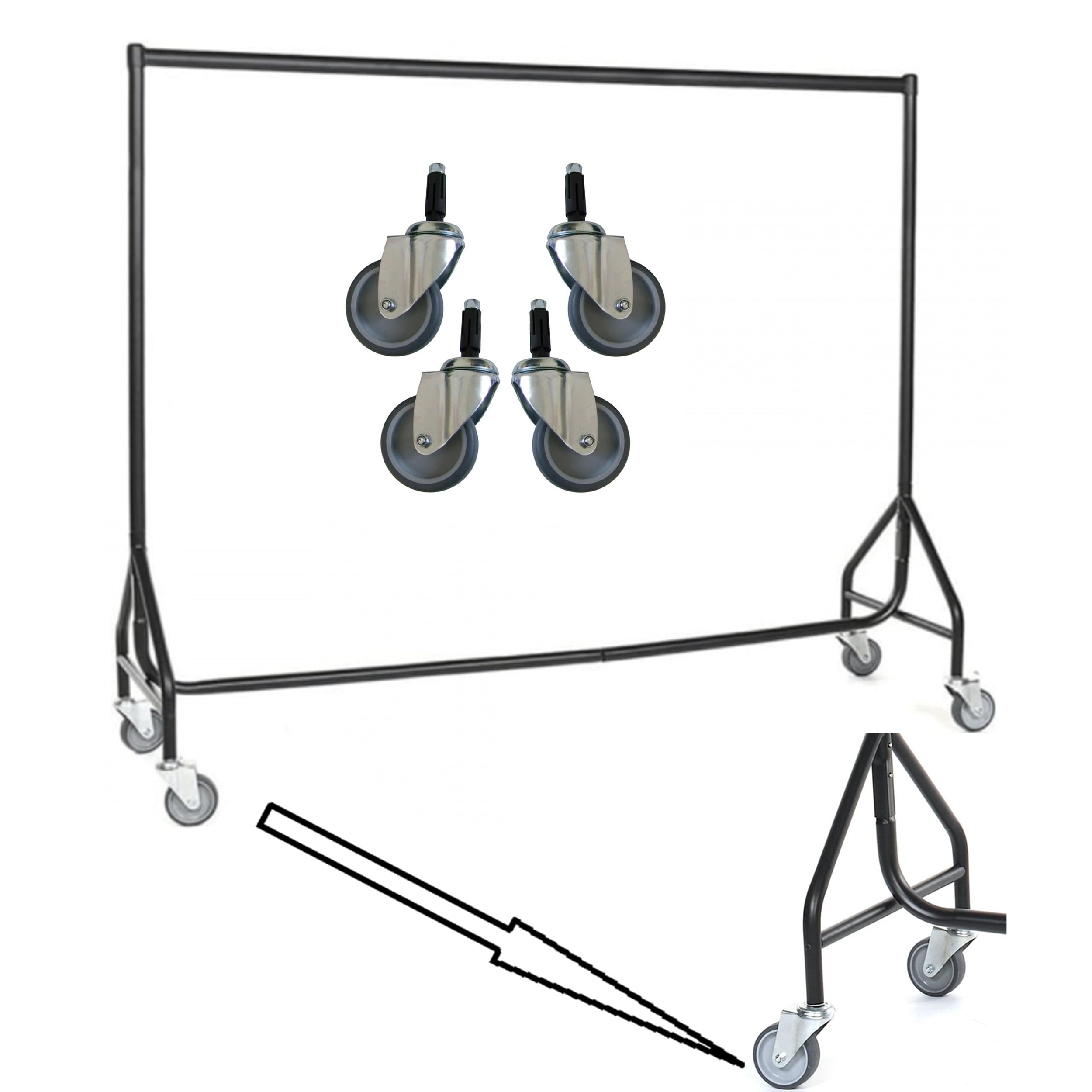 My Shopfittings 2ft3ft 4ft 5ft 6ft Reinforced Black Heavy-Duty Clothes Rail With Heavy Duty Wheels (5FEET X 5FEET BLACK RAIL)
