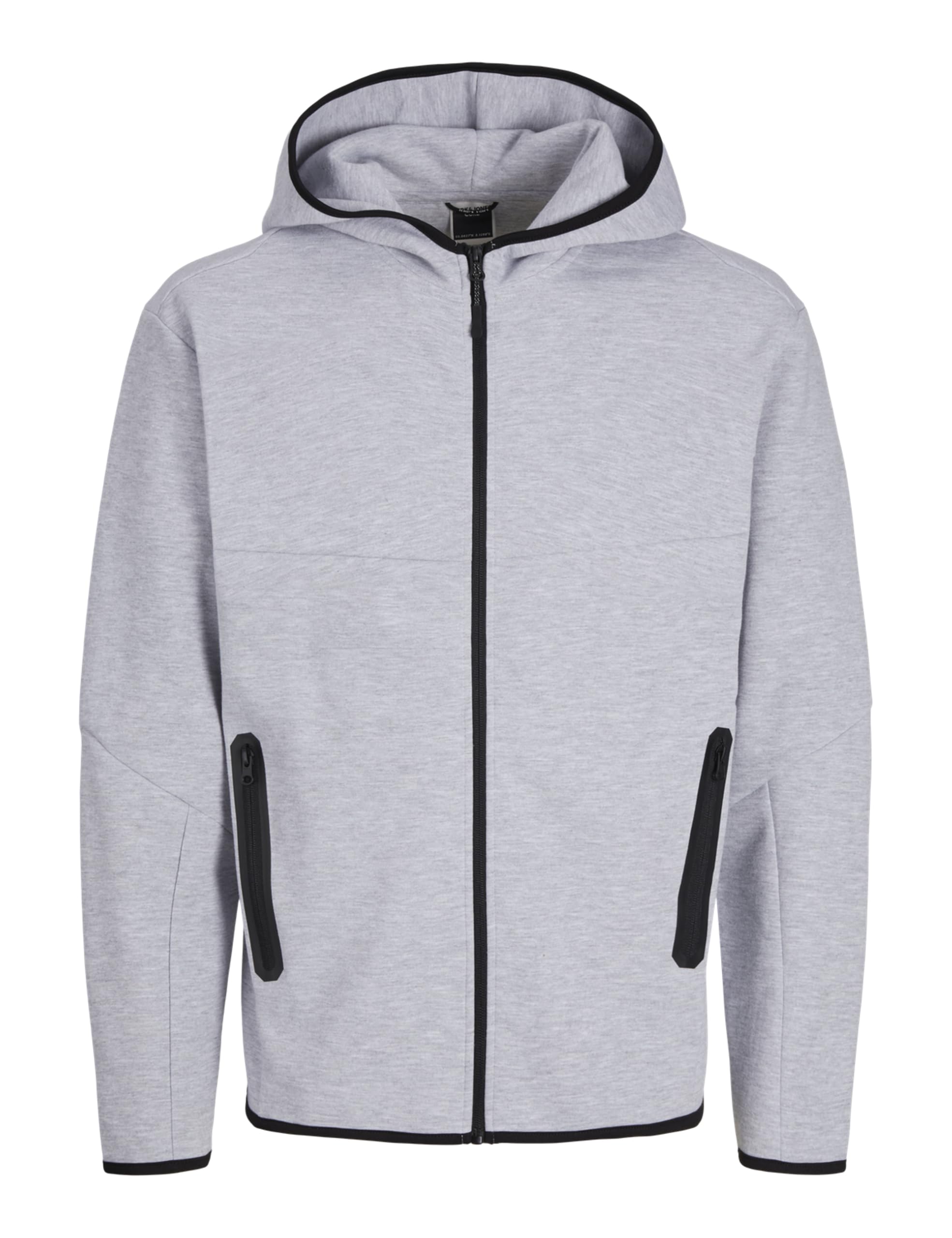Jack&Jones Jcofusion - Felpa Con Cappuccio Con Zip, Grigio Chiaro Melange/Dettaglio: Nuovo Lgm, S-image