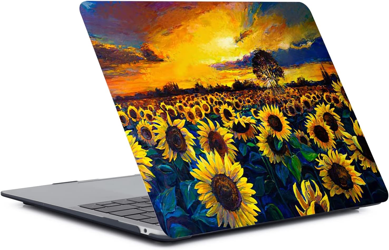 Hard Cover Compatible with New MacBook Air 13 inch with Retina Display & Touch ID 2020 2019 2018 Release Model A1932 A2179 A2337 M1, Plastic Laptop Hard Shell Case & Keyboard Cover, Sunflower