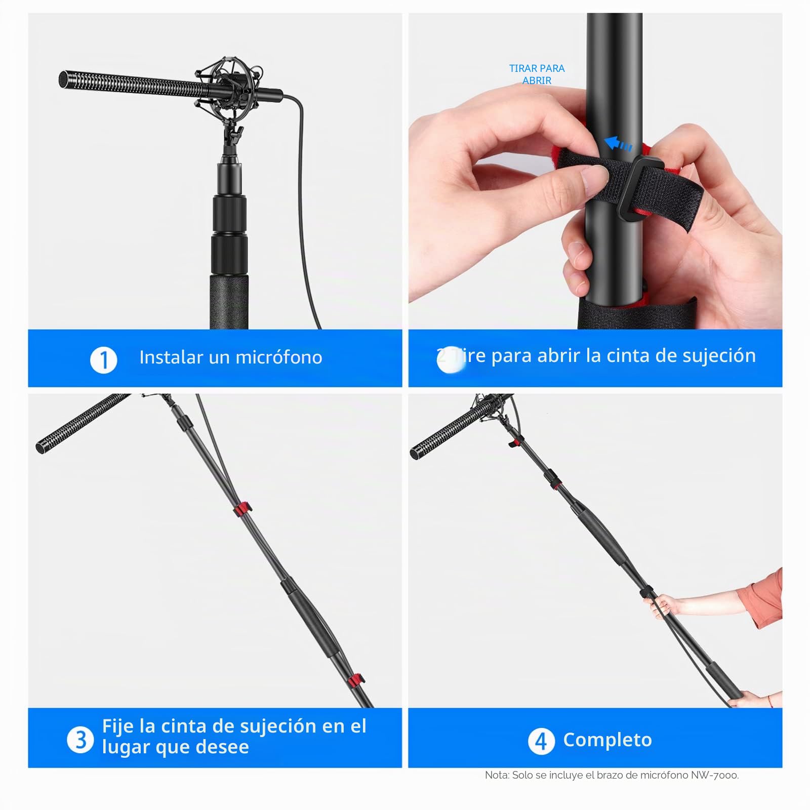 Neewer NW-7000 Brazo de Micrófono de Mano, Extensible de 3 Secciones con Adaptador de Tornillo de 3/8" & 3/8" a 5/8", Longitud Ajustable de 3 Pies a 8 Pies, Auxiliar