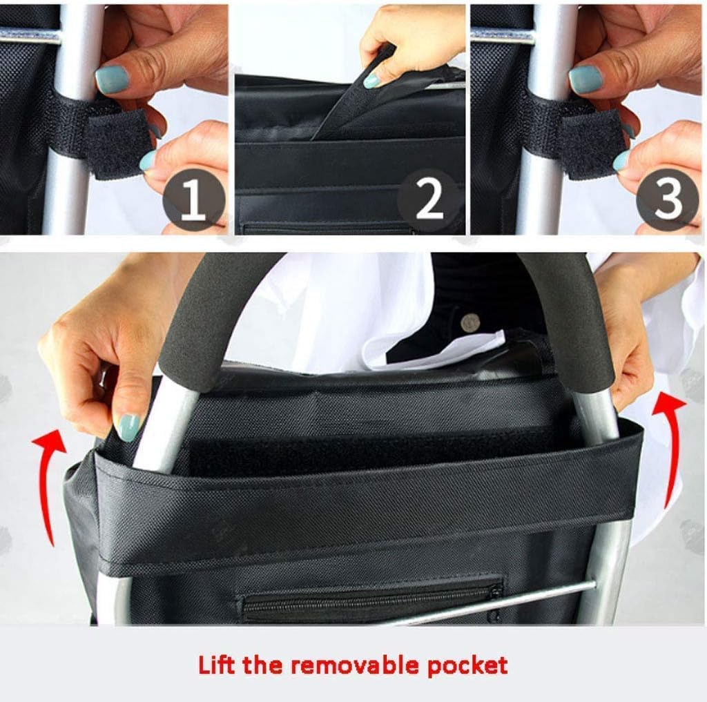 Folding Shopping Cart Front Swivel Wheels, and Steel Back Fits in Trunk OR Seat Never (Color: Black, Size: 33 x88 x108cm)