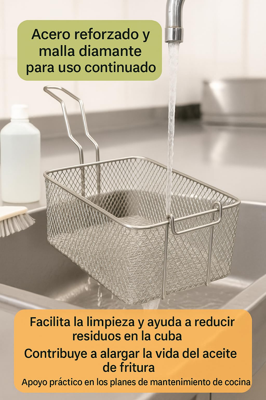 CubetasGastronorm ® Cesta Freidora 230x330x145 Mm Acero Reforzado Malla Diamante Gas Coccion Recambio Profesional Compatible Con Freidoras Macfrin Cocina Industrial Hosteleria Taller Hogar Fuerte