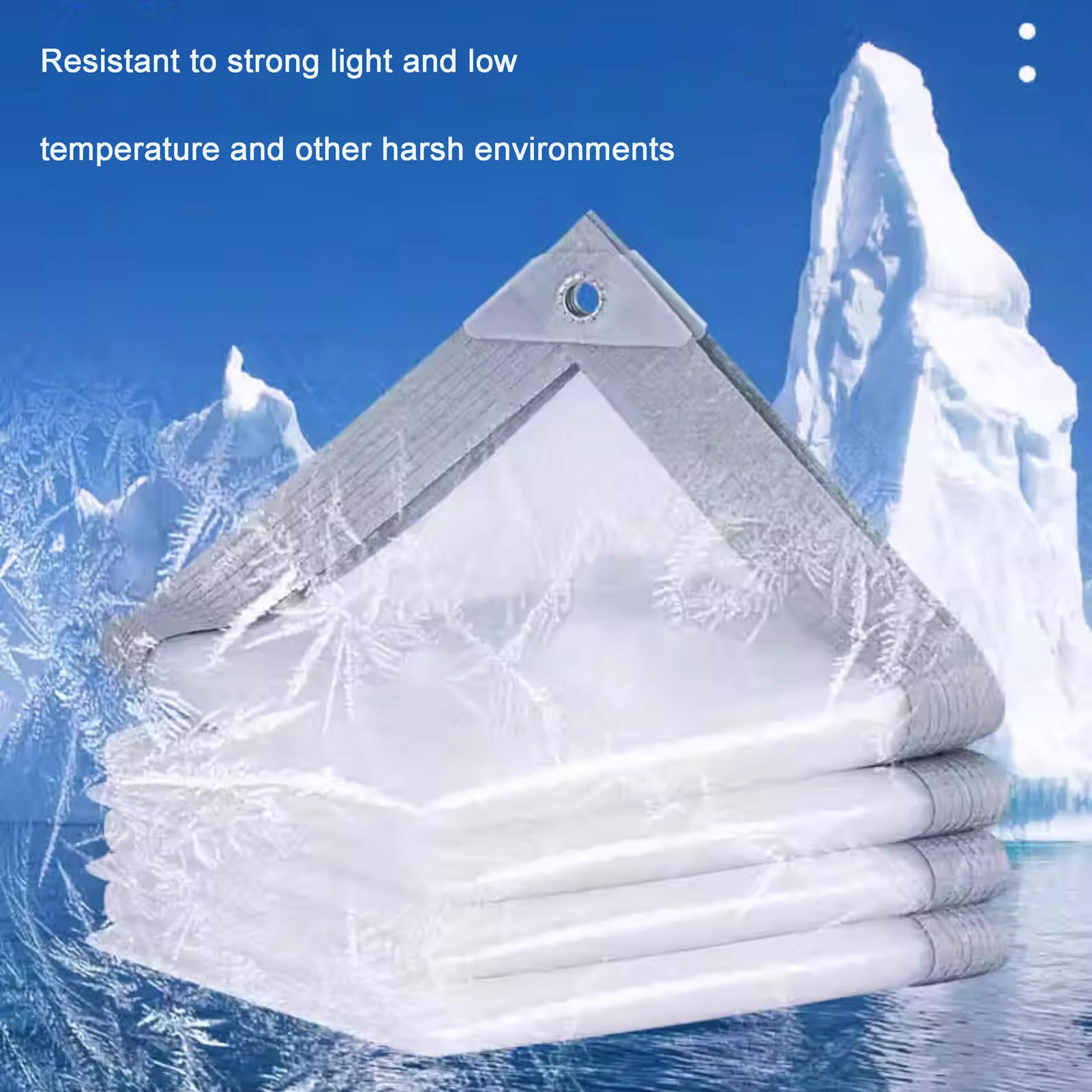 Heavy Du Bâche imperméable 1 bâche transparente avec œillets – Bâche en plastique pliable pour serre, jardin, terrasse et extérieur