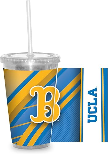 Miniatura 23 de Rico Industries NCAA Sports Team - Vaso transparente de 16 onzas con pajilla, vaso de viaje del color del equipo para fanáticos de los deportes