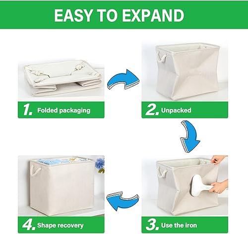 Miniatura 6 de Bidtakay Cestas de almacenamiento extra grandes para organizar ropa, paquete de 3 contenedores de almacenamiento de tela para estantes, organizador