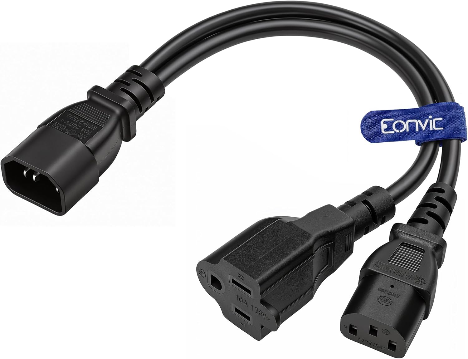 Eonvic IEC320 C14 to C5+C7 Y Splitter Adapter Extension Power Cord 250V 2.5A for Laptop Monitor Computer