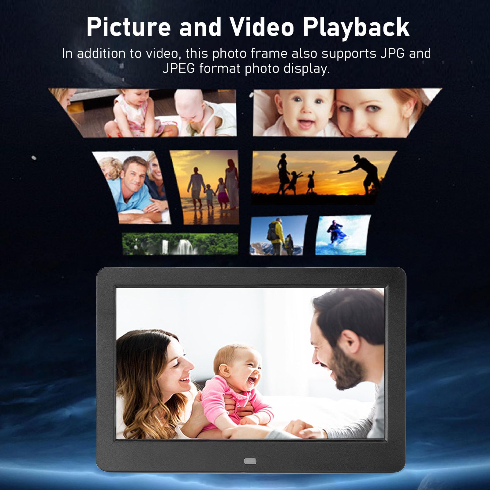 ‌10 Inch Digital Picture Frame with Remote Control - Full HD 1080P IPS Touch Screen, Wall Mountable Video Photo Frame with Cloud/Wifi, Calendario, per Nonni (BLACK)