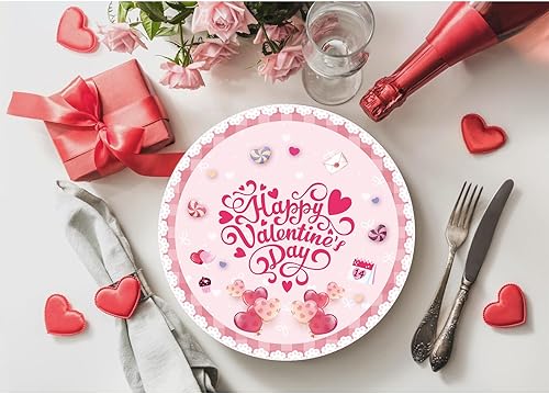 Miniatura 6 de mdgfge Platos desechables de papel con forma de corazón rosa, vajilla decorativa para familia, boda, compromiso, día de San Valentín, cumpleaños,