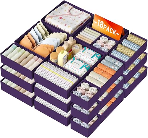 Miniatura 36 de DIMJ Organizador de cajones para ropa, paquete de 15 unidades, organizadores plegables para bebé, organizador de almacenamiento y cómoda para