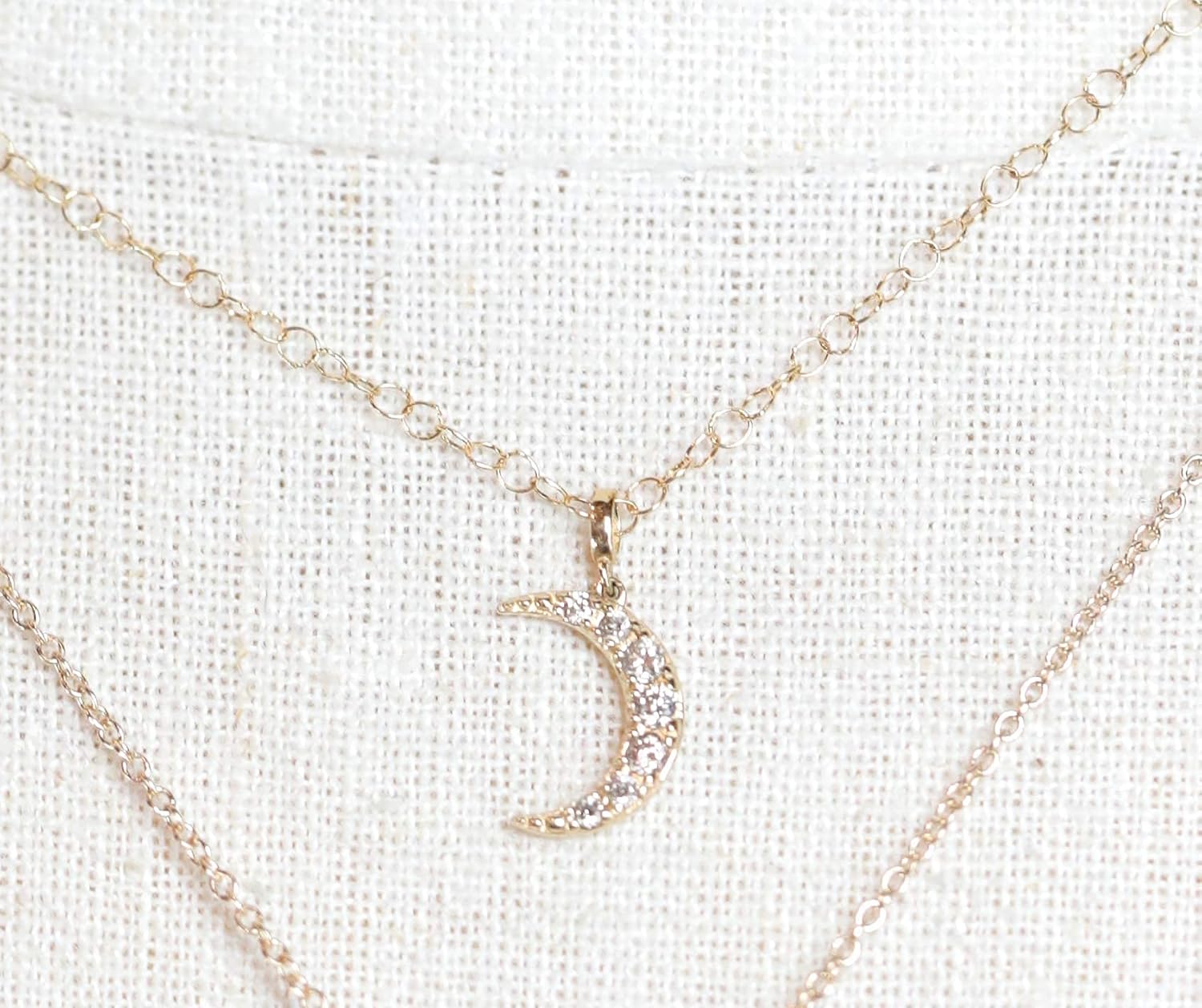 Genuine Diamond Crescent Moon Pendant Necklace- 14k Rose Gold Fine Jewelry- Holiday Gift Idea - Image 6