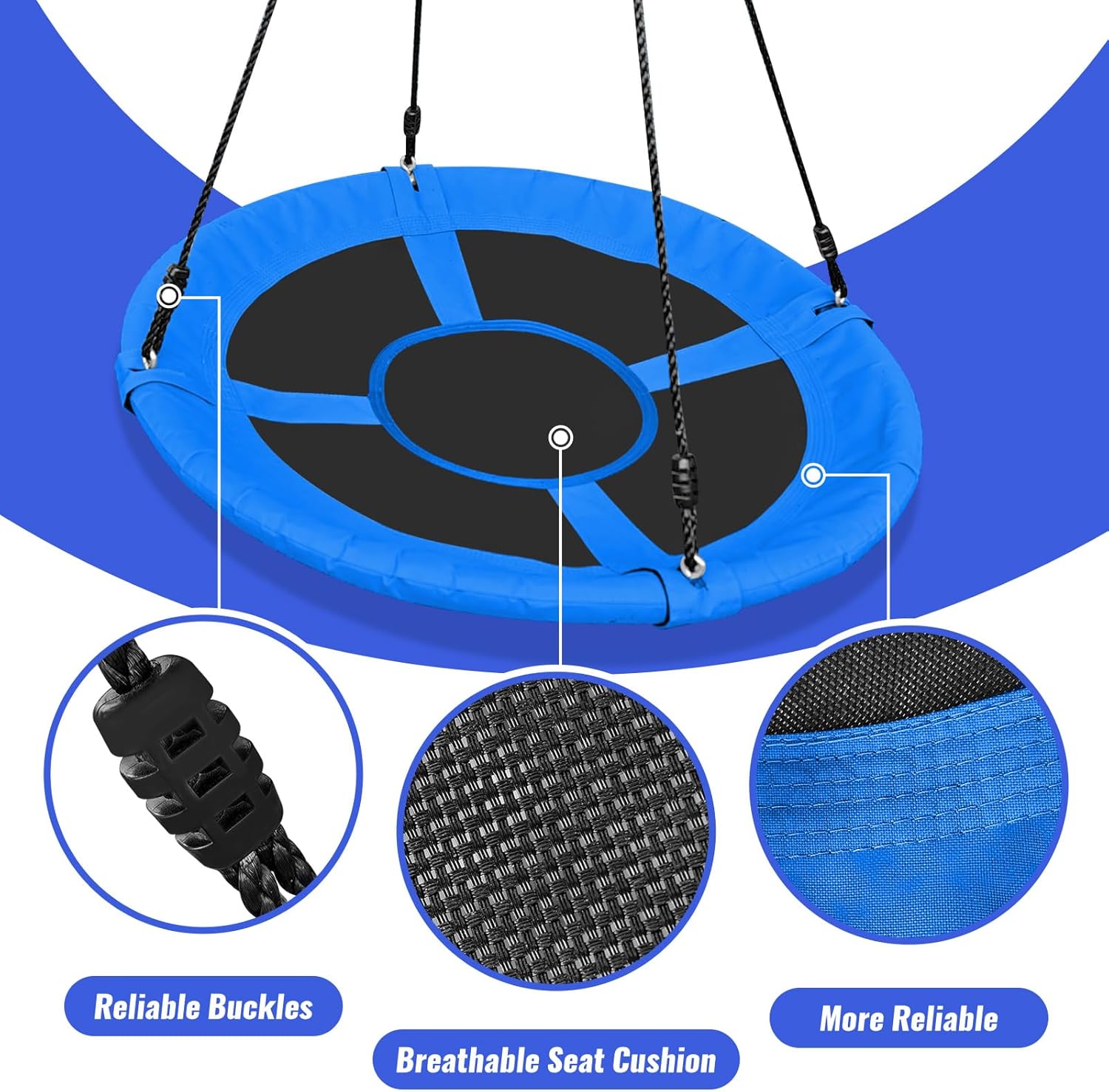 Saucer Swing for Kids - 40 Inch Outdoor Tree Swing with 660 lb Weight Capacity, 900D Oxford Waterproof Fabric and Hooks