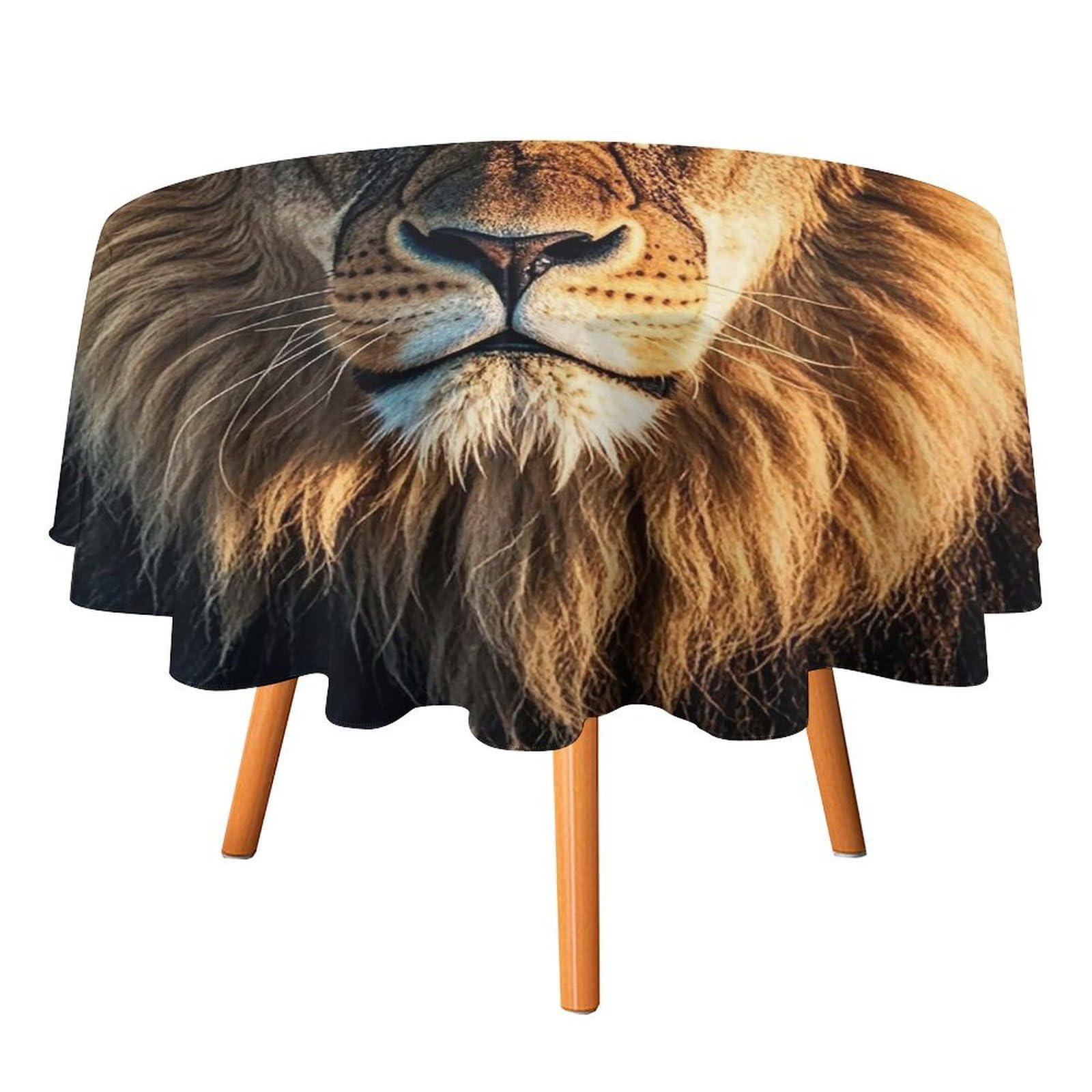 SMAZDFXX A Lion Tablecloth for Restaurant, Round Polyester Table Cover 50x50in for Party