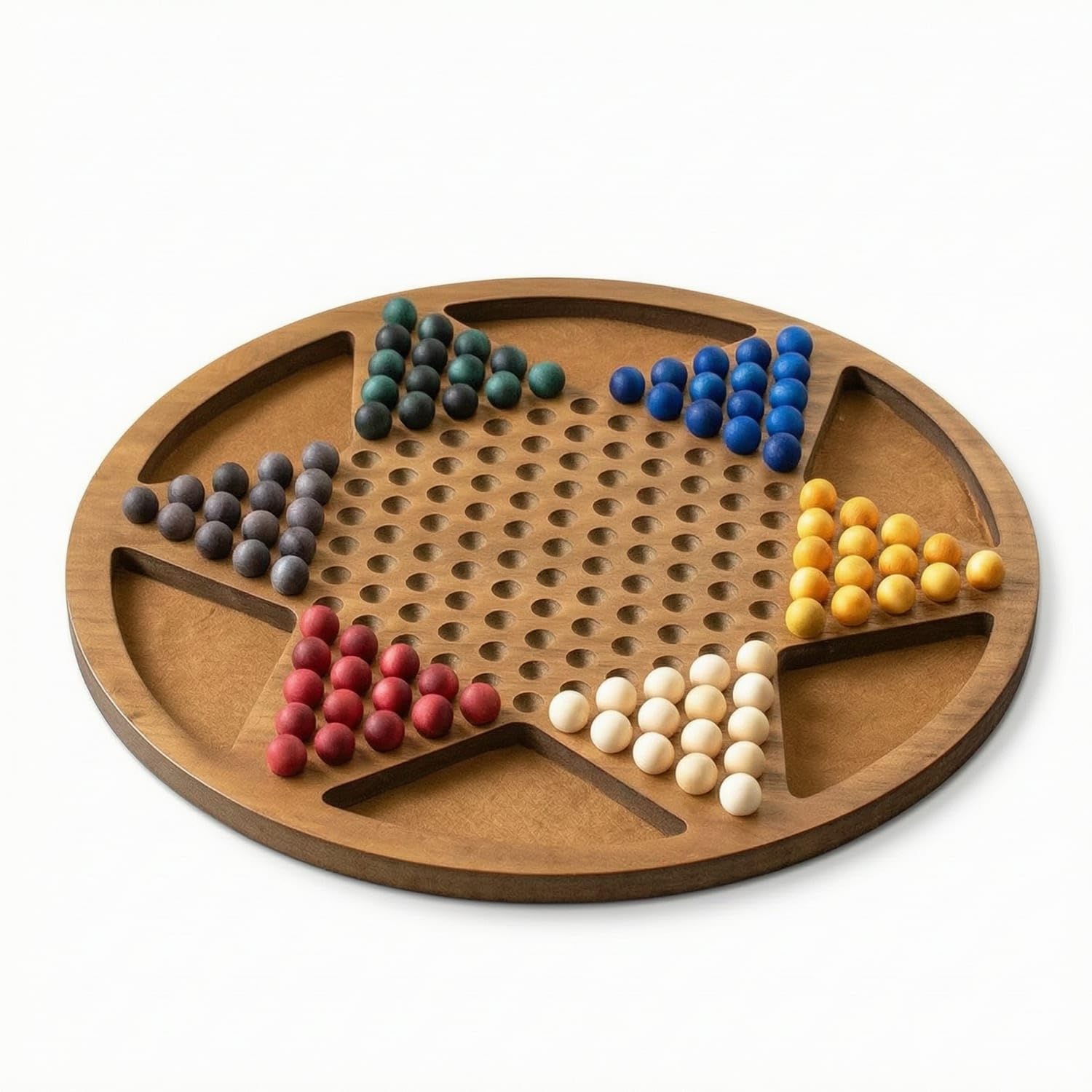 Round Marble Strategy Game Compact Marble Board Game Portable Wooden for Families, Students, Home, Classroom, XL MDF Multi Wood-image-22