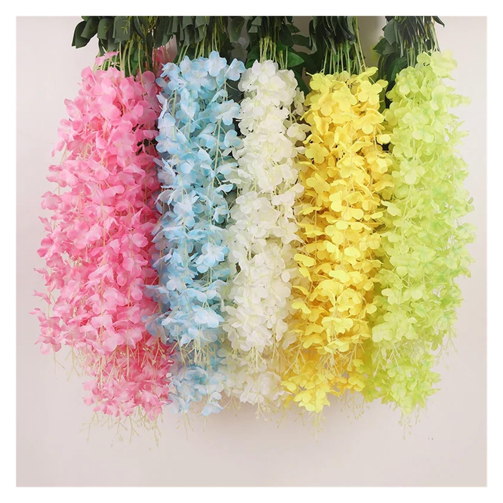 12 sztuk sztuczne kwiaty wisterii sznurek wisząca girlanda na zewnątrz ślub ogród dekoracja łukowa dekoracje domowe na przyjęcie sztuczny kwiat(White)