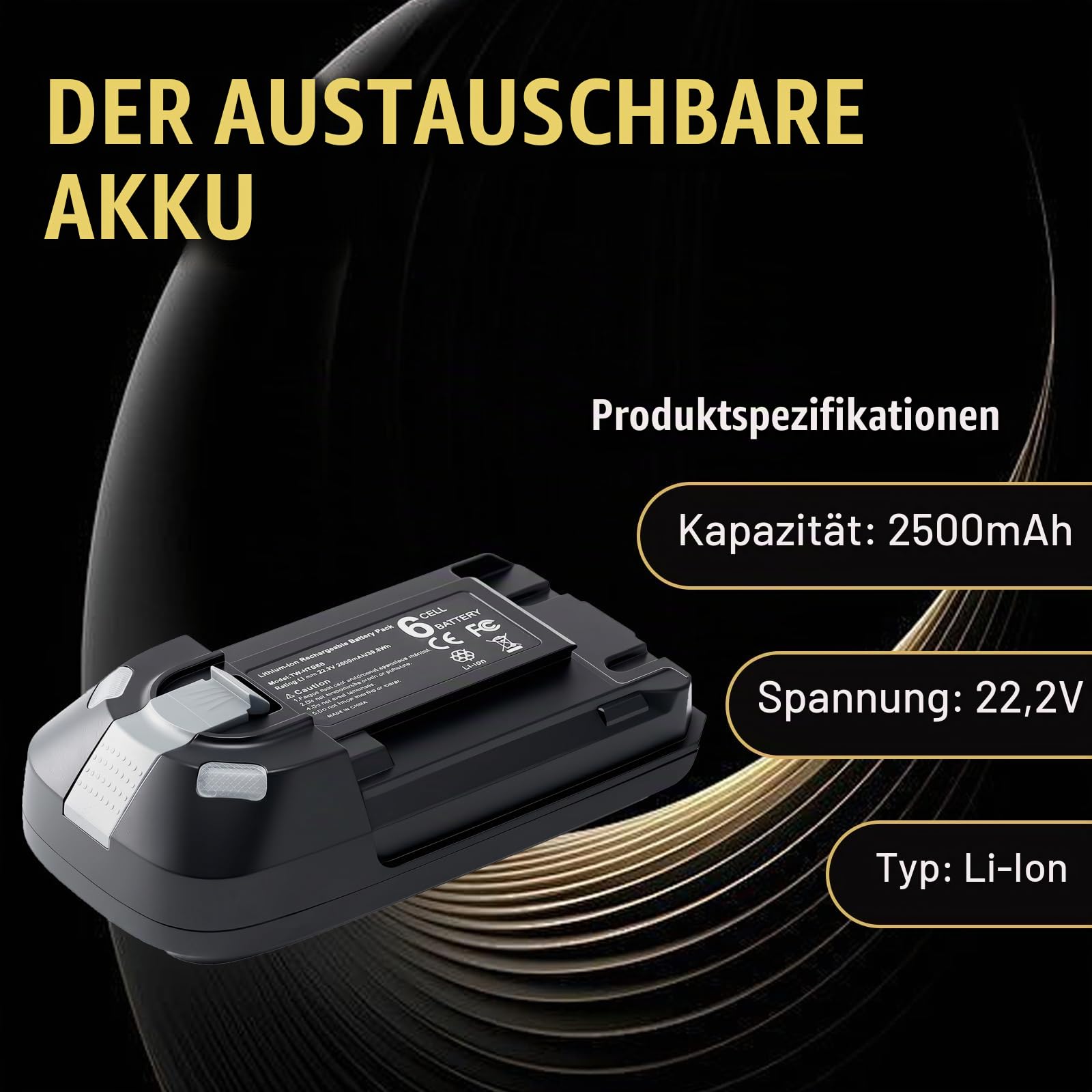 Lithium-Ionen Ersatzakku für Rowenta X-Force Flex 8.60 Serie, kompatibel mit RH9638 RH9639 RH9678 RH9690 & TY96 EO96 Serie, ersetzt ZR009700 Akku – 22,2V 2500mAh 55.5Wh