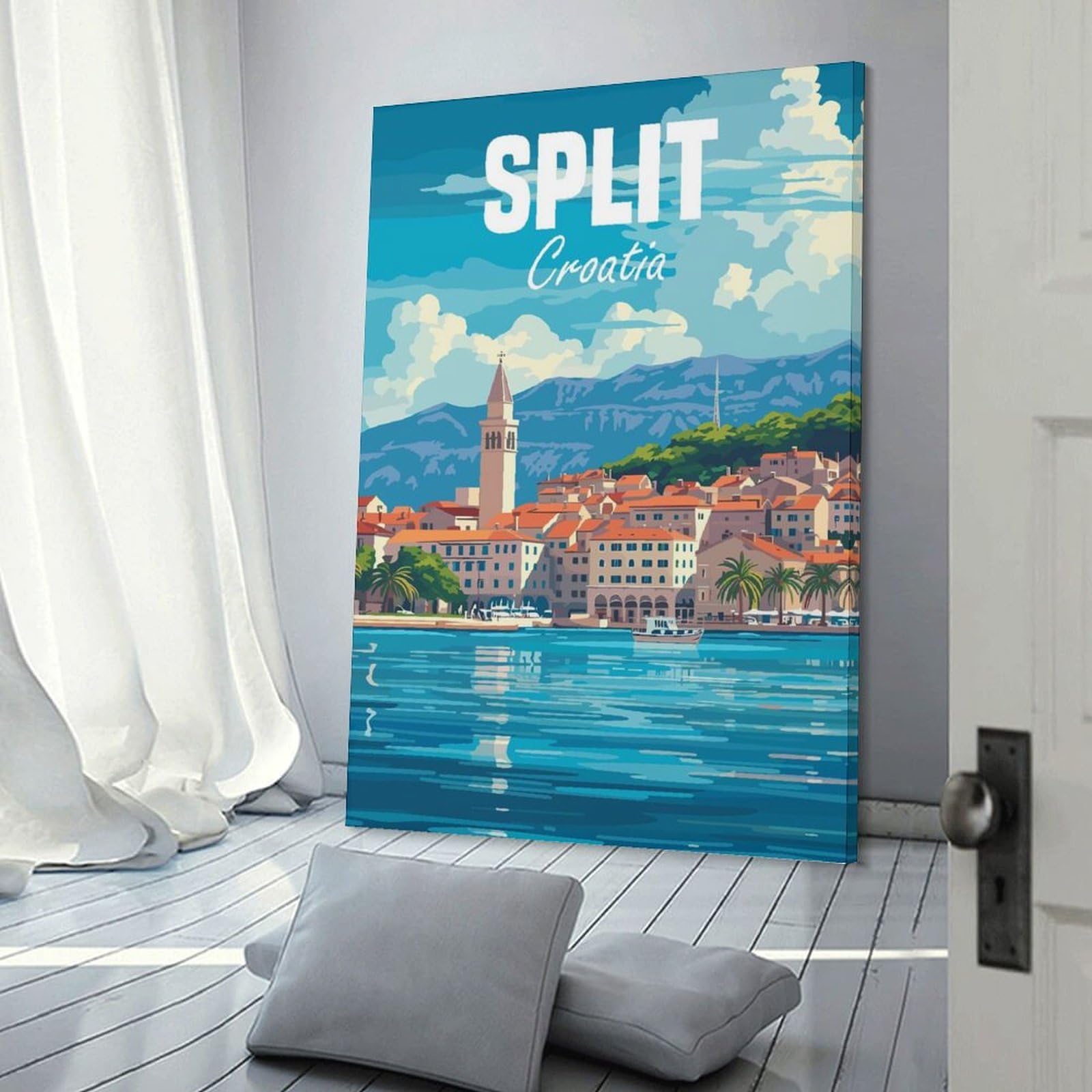 Junmoney Canvas Wall Decor Split Croatia, 20x30inch(50x75cm), for Flats, Guest Rooms Or Compact Rooms, A Simple Refresh for Blank Walls