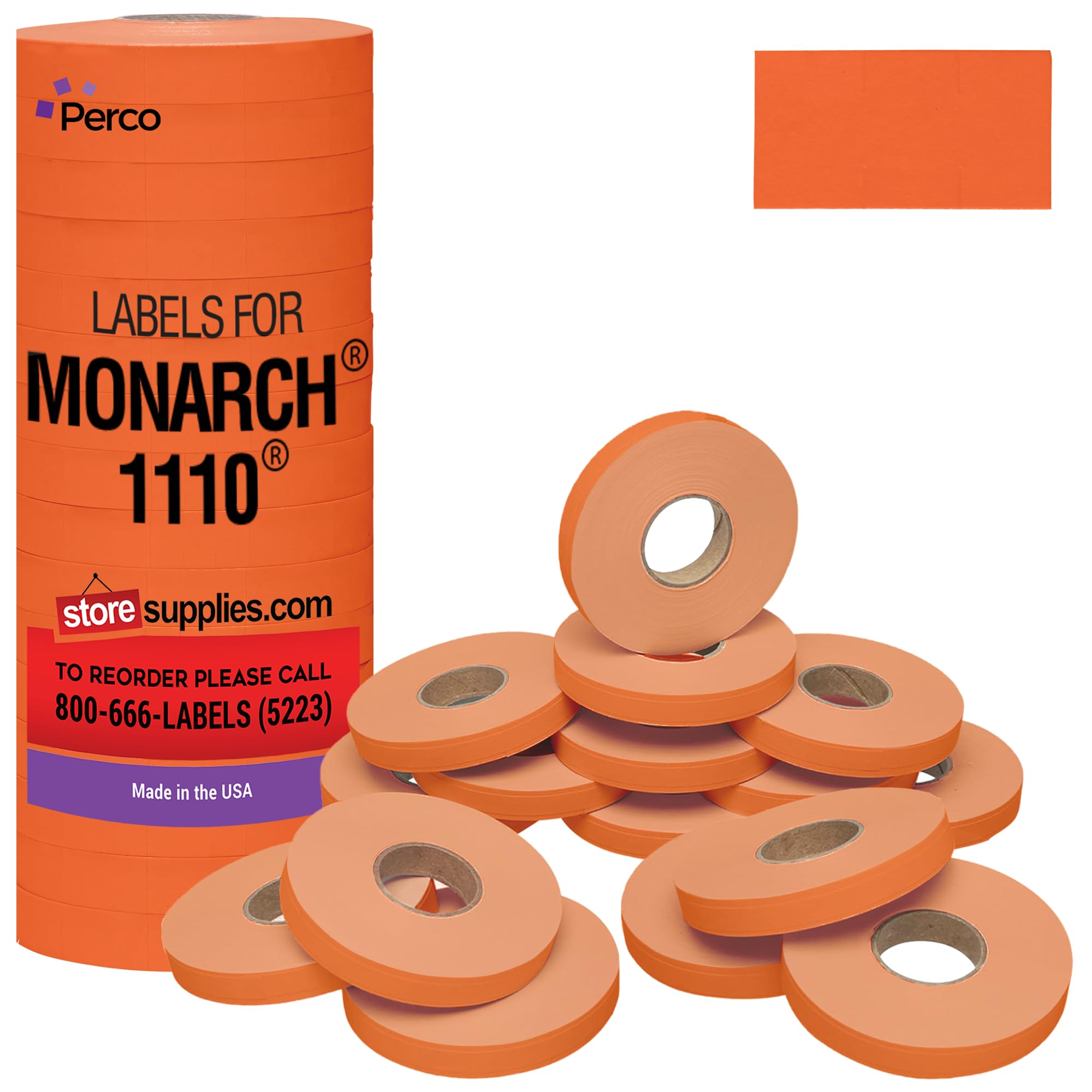 Fluorescent Red Pricing Labels for Monarch 1110 Price Gun - 16 Rolls, 17,000 Pricemarking Labels