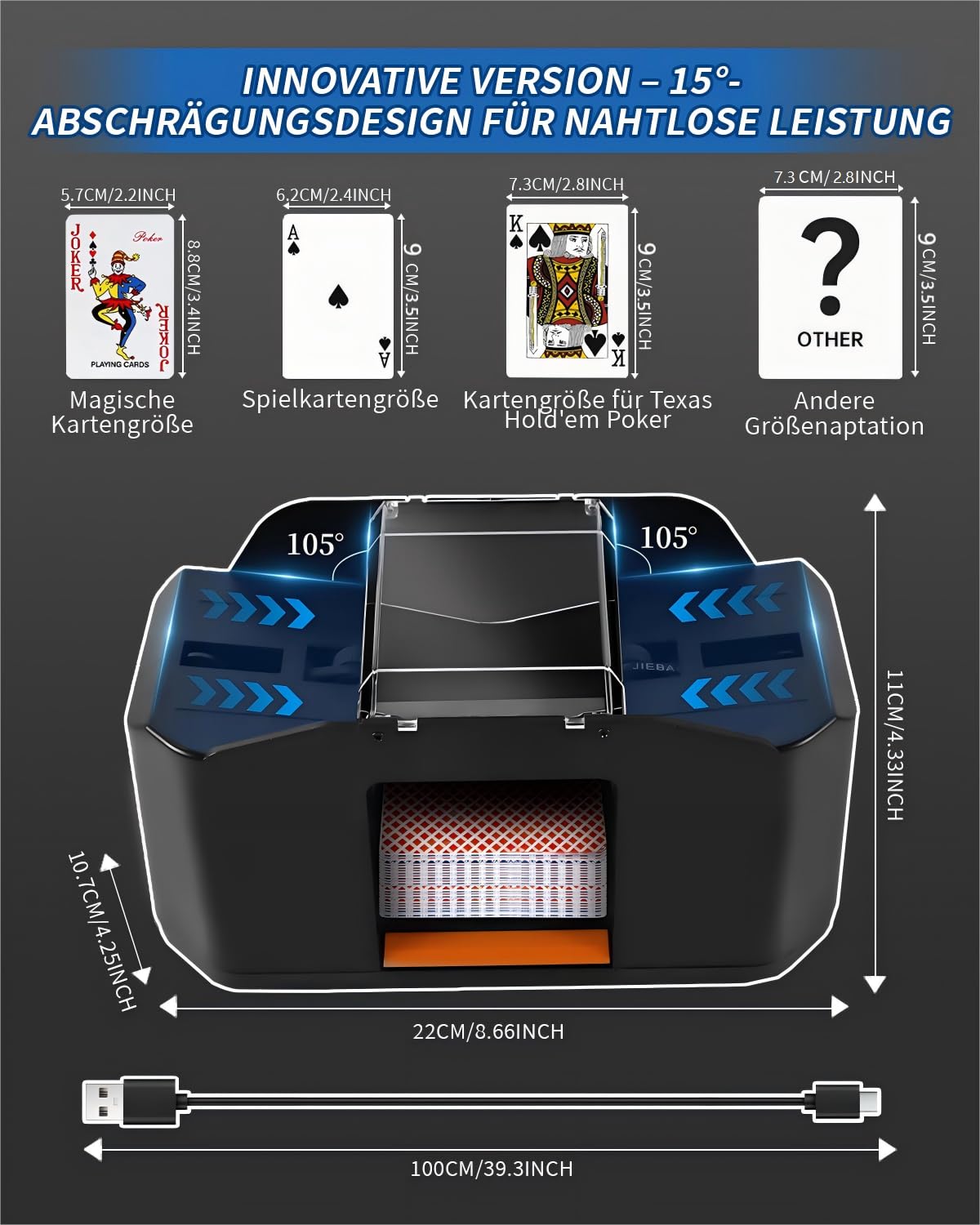 Kevsuvqin Card Shuffler Machine, 3000mAh Automatic Card Shuffler with USB Charging Cable, Two-deck Card Shuffling Machine - Image 4