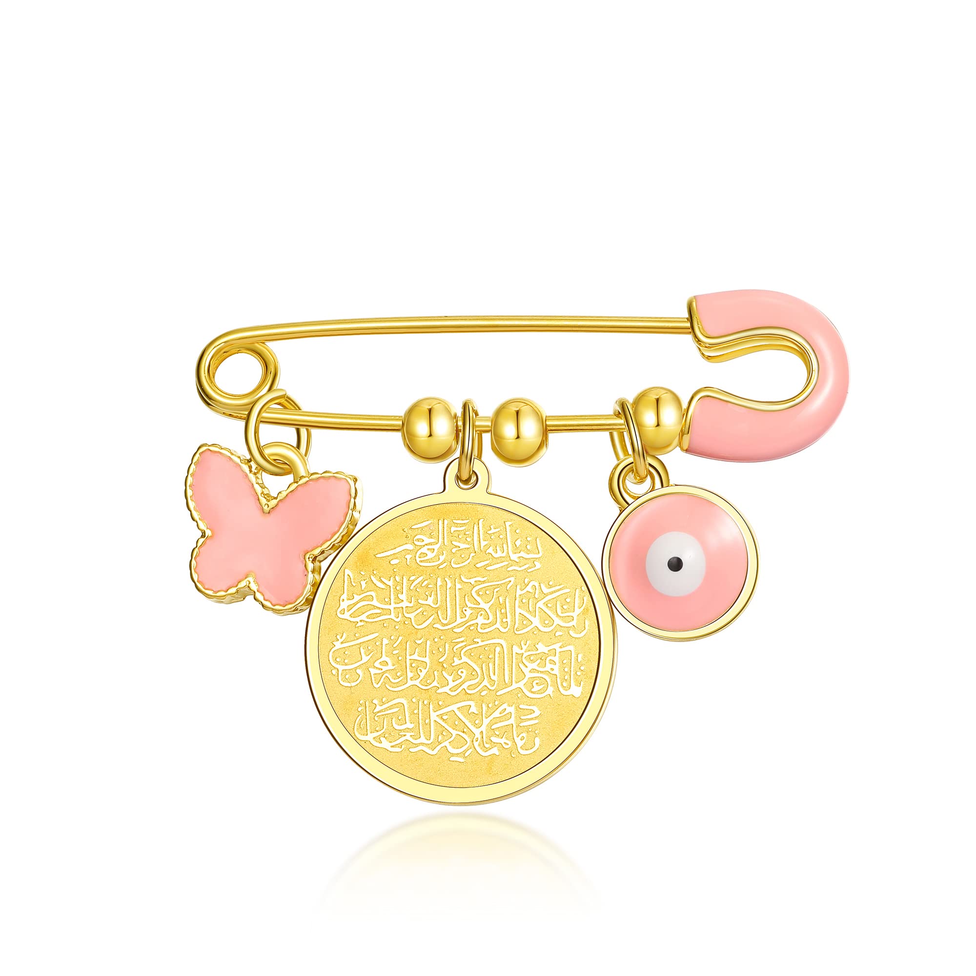 18K Gold Plated Baby Evil Eye Pin Baby Protection Jewish Brooch Jewelry Diaper Stroller