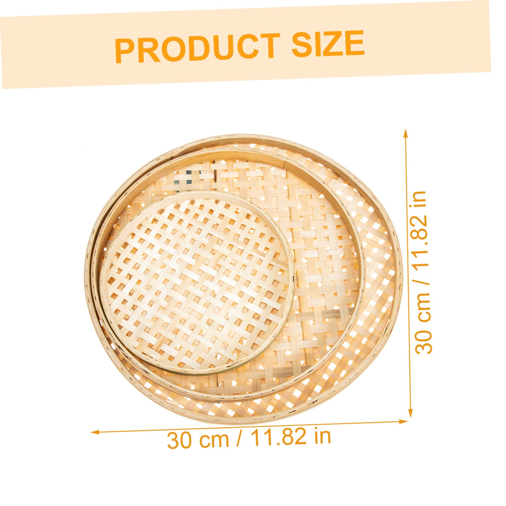 FUNOMOCYA 3Pcs Hand Woven Basket Natural Bread Accessories for Kitchen Storage Creative Design Sieve Trays Easy to Clean Maintain for Food Sundries